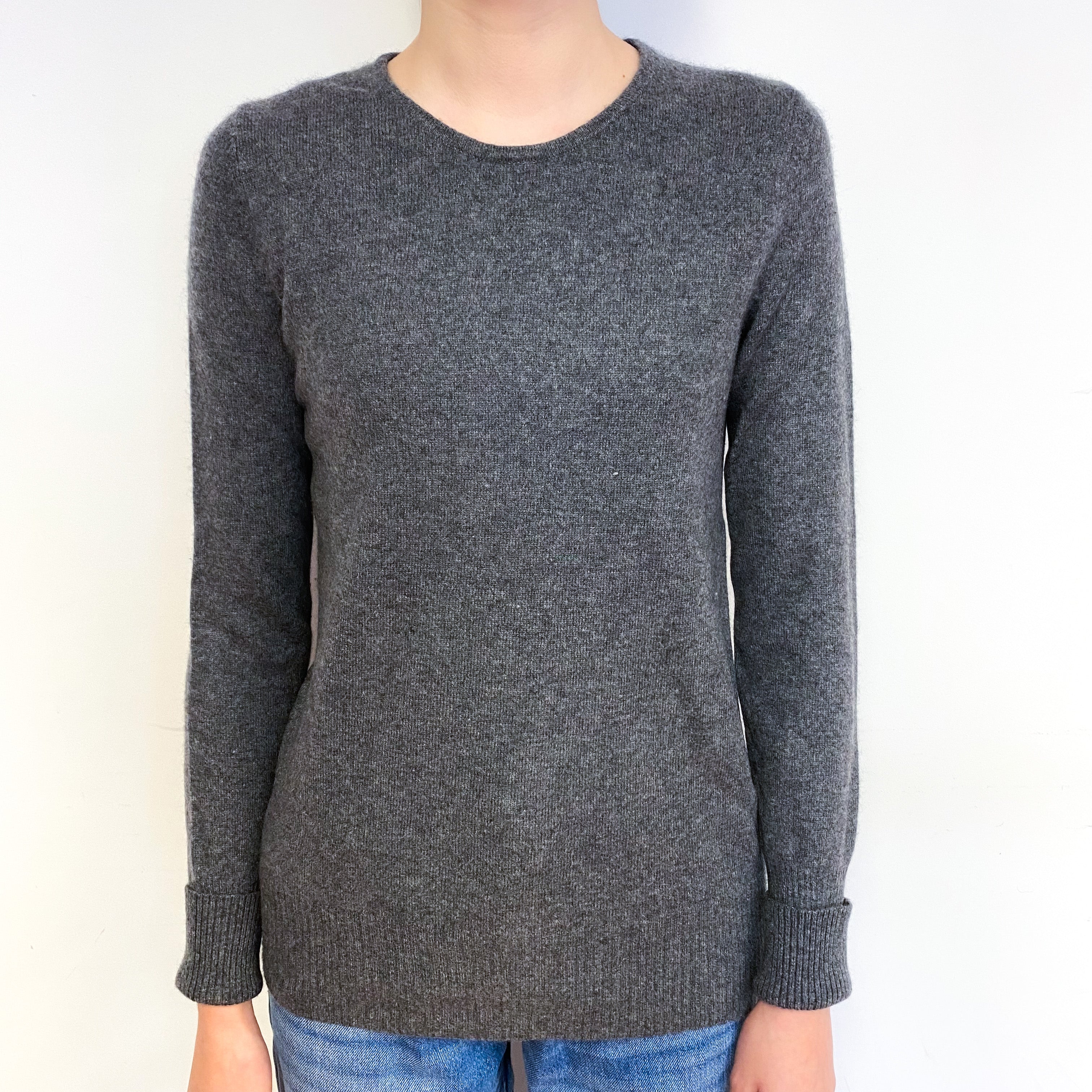 Slate Grey Cashmere Crew Neck Jumper Extra Small