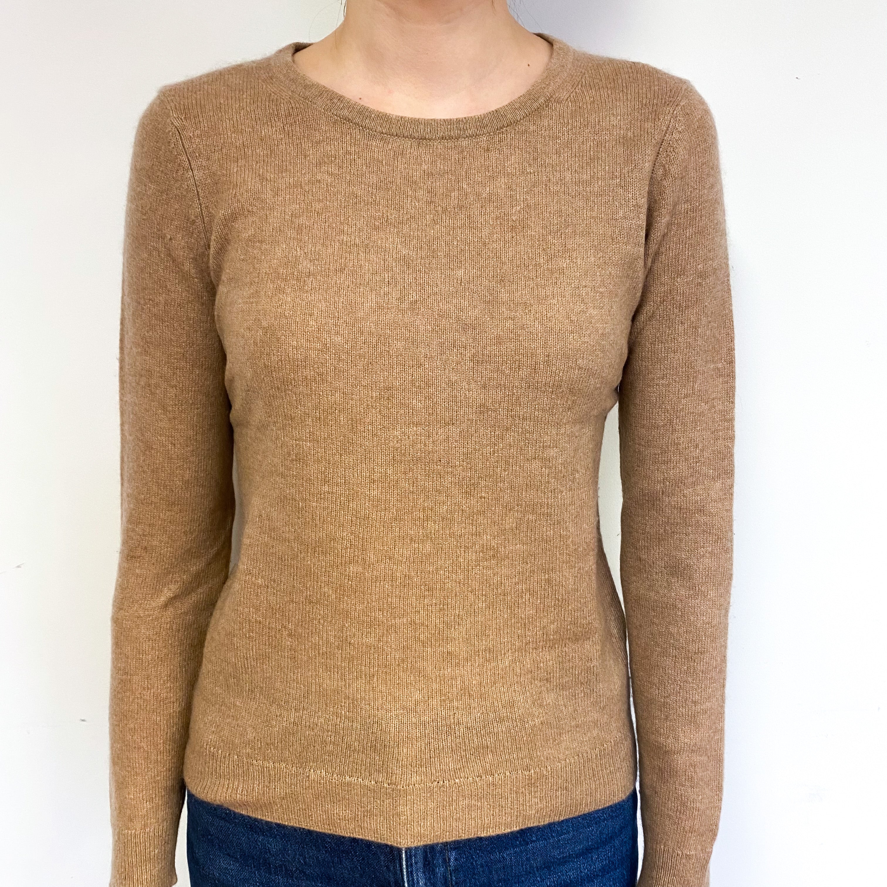 Butterscotch Brown Cashmere Crew Neck Jumper Extra Small