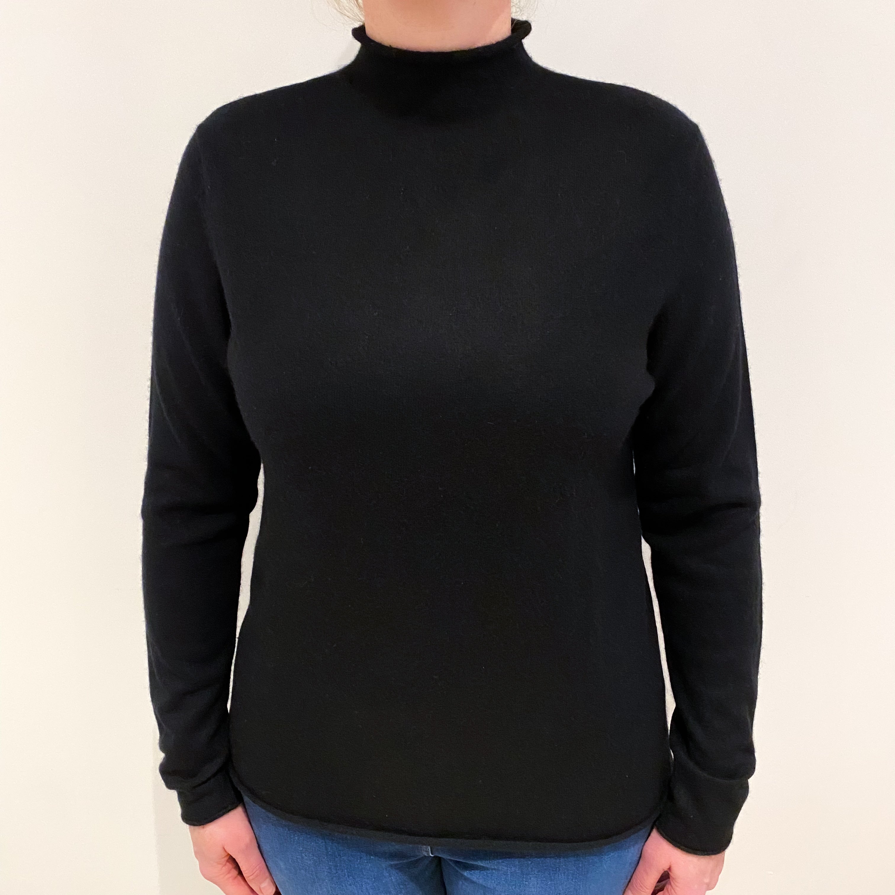 Black Cashmere Turtle Neck Jumper Large