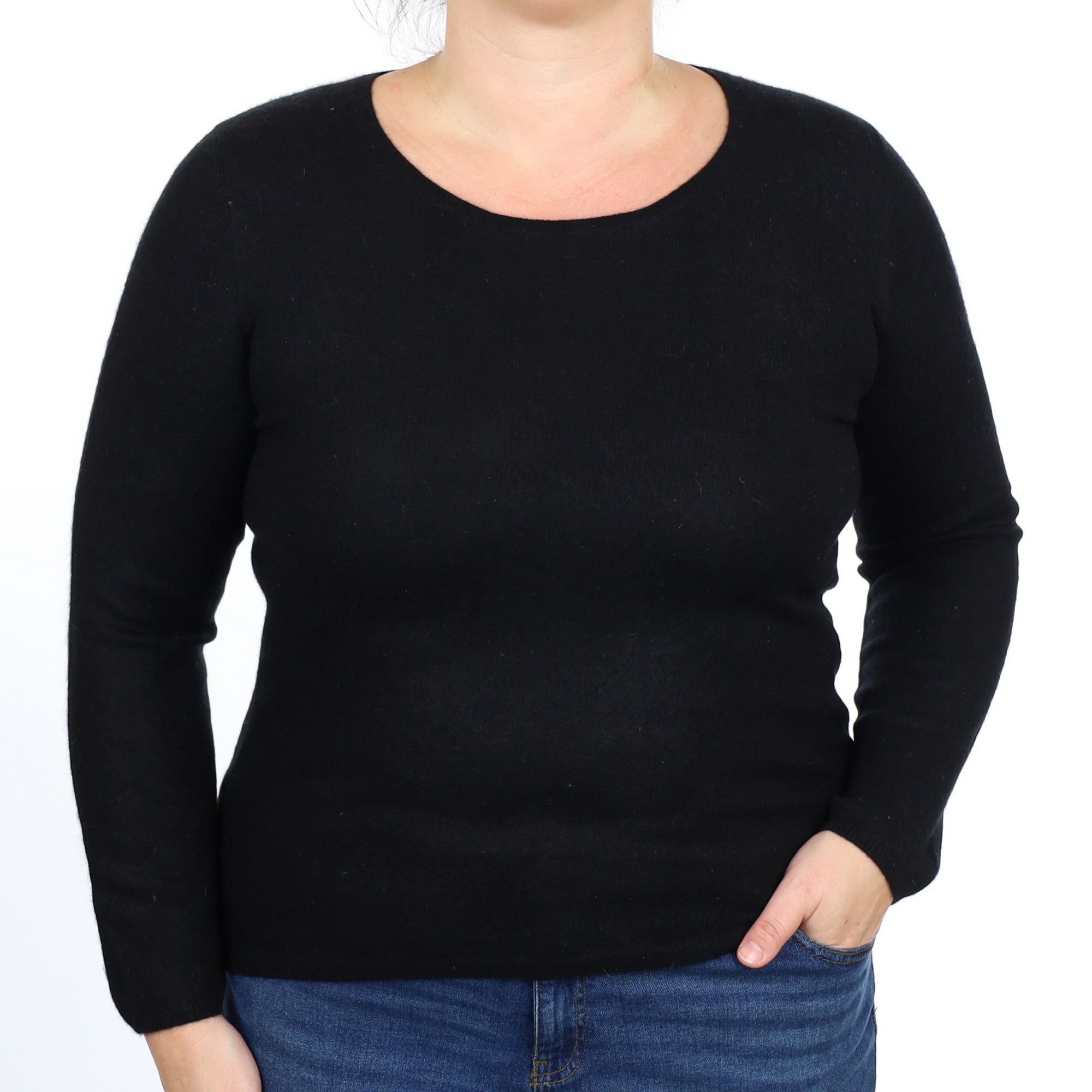 Black Cashmere Crew Neck Jumper Large