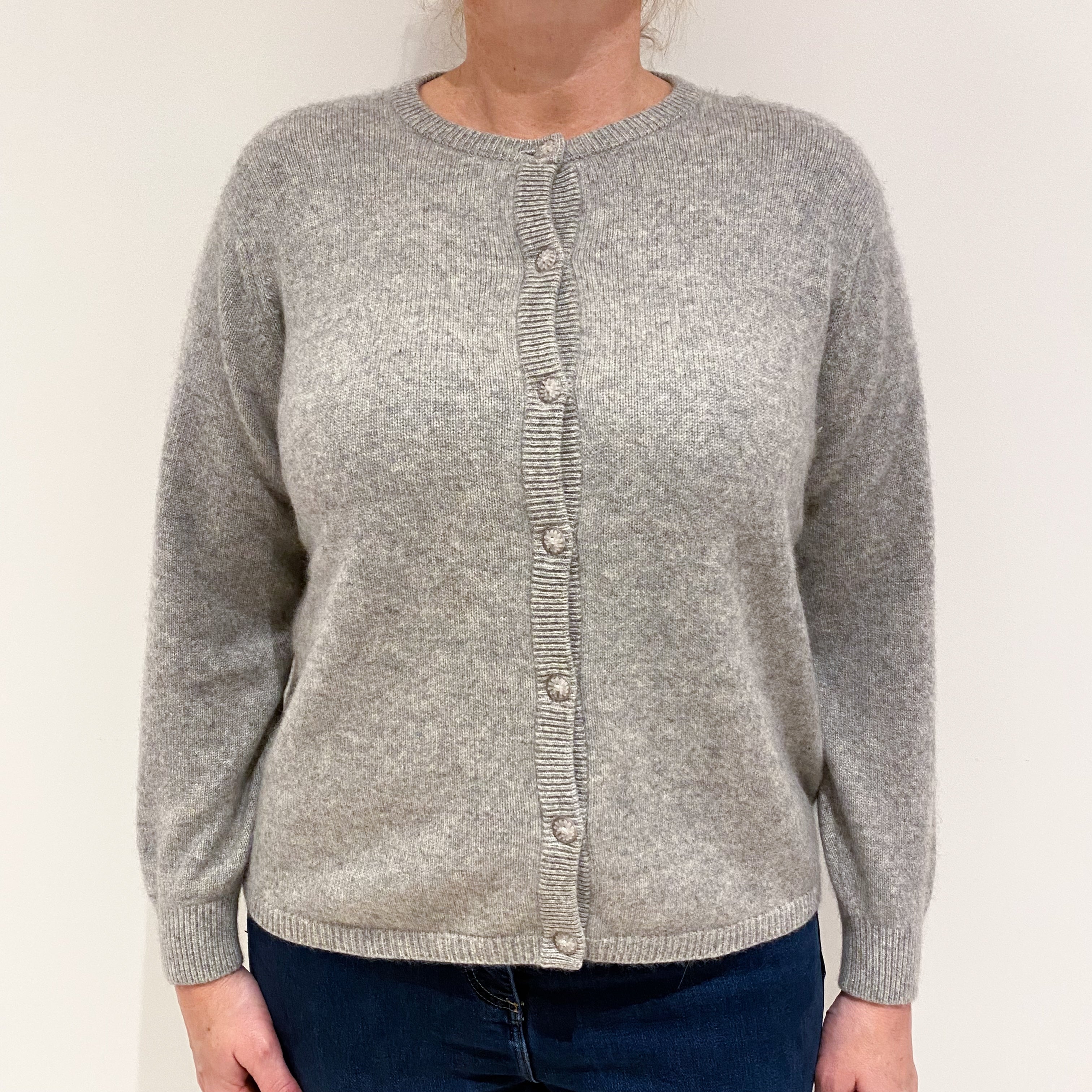 Grey Cashmere Cardigan Large