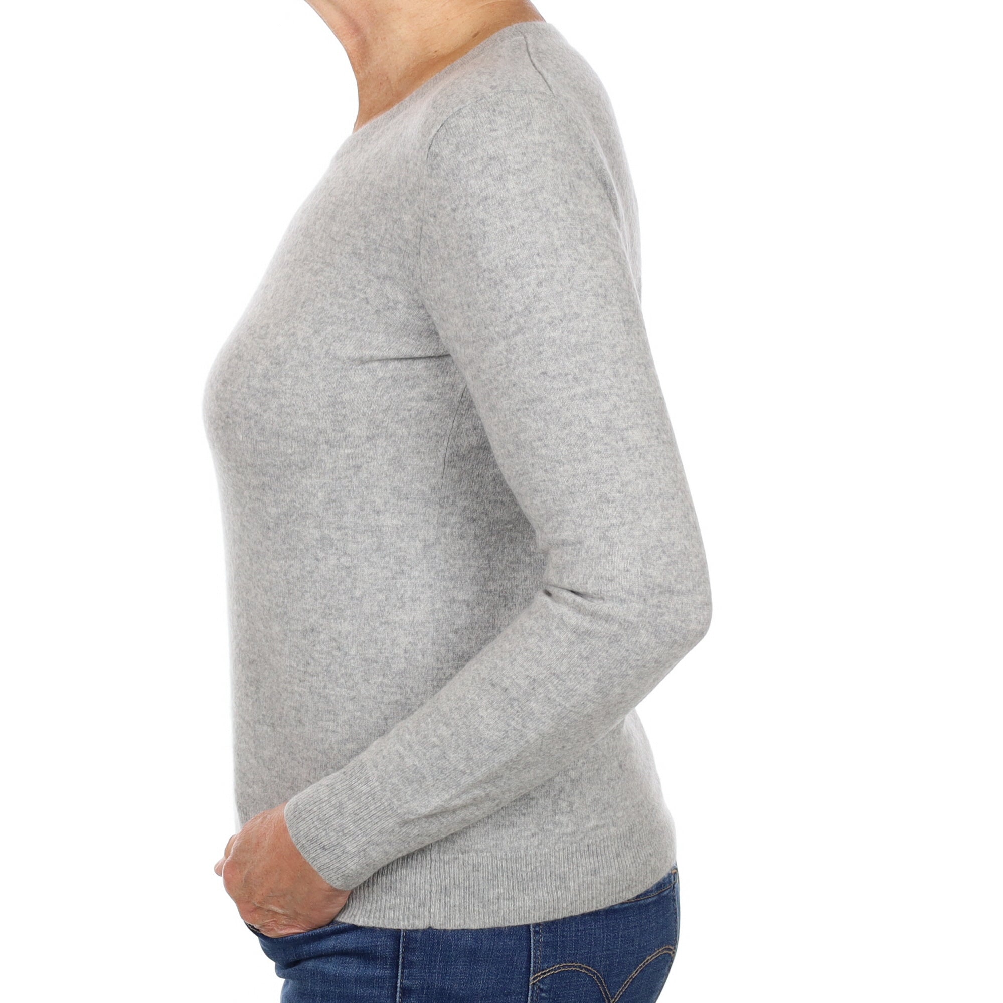 Smoke Grey Cashmere Crew Neck Jumper Medium