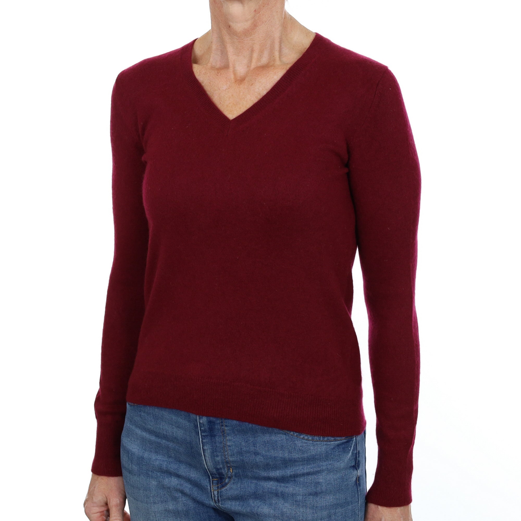 Mulberry Purple Cashmere V Neck Jumper Small