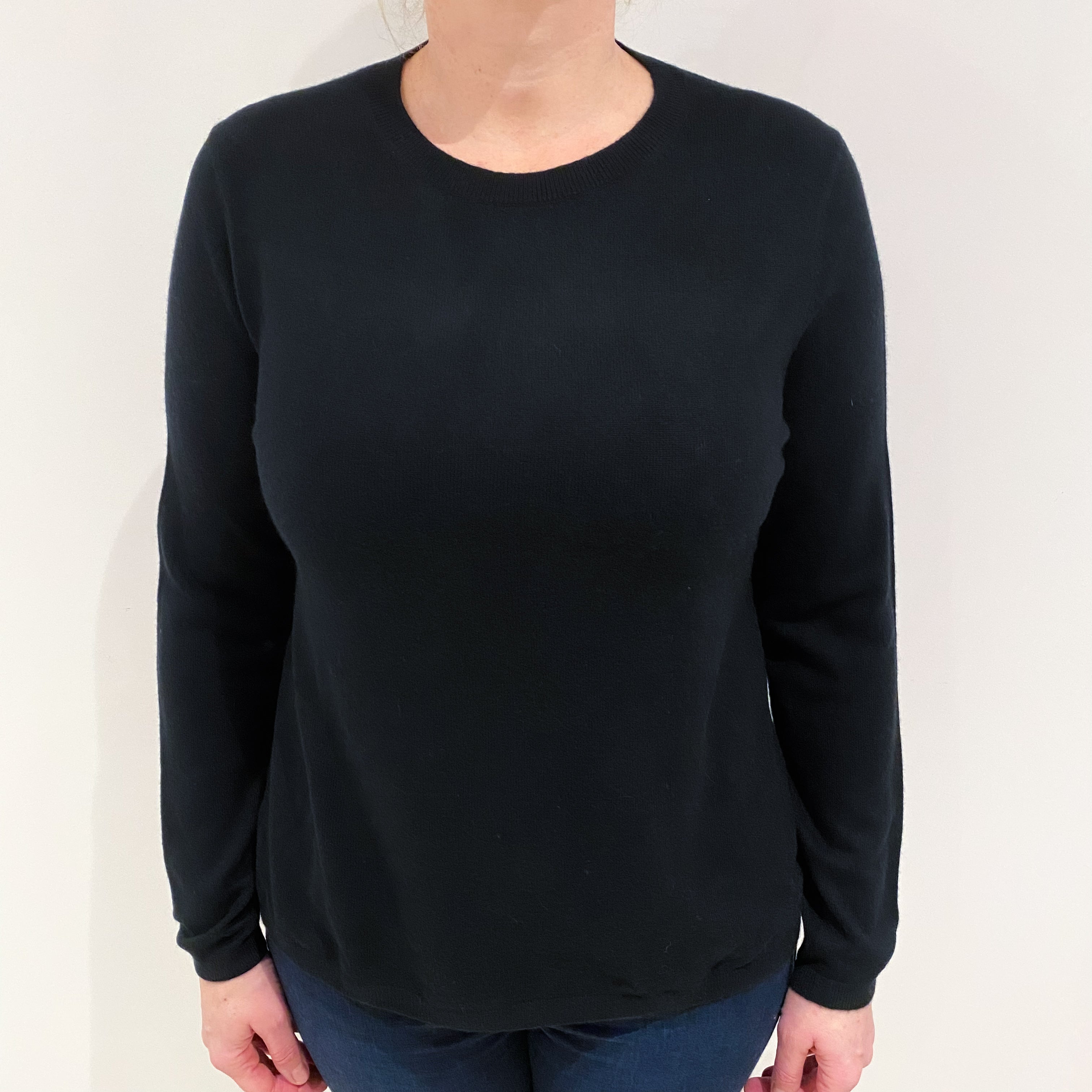 Black Cashmere Crew Neck Jumper Large
