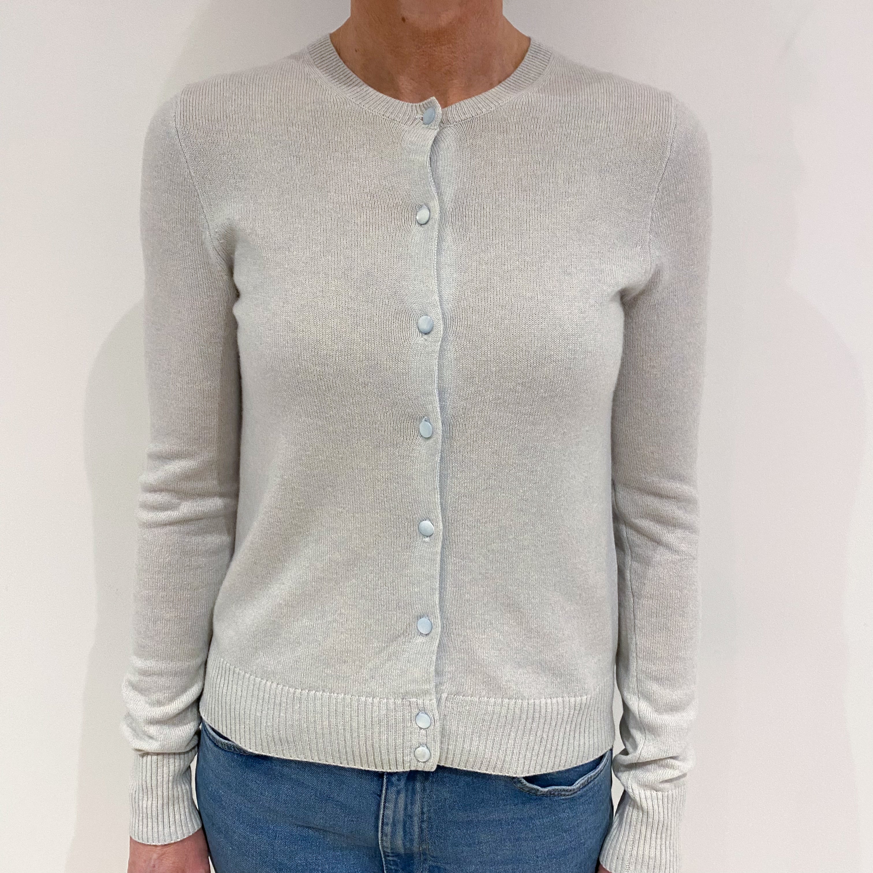 Pale Opal Blue Cashmere Cardigan Small