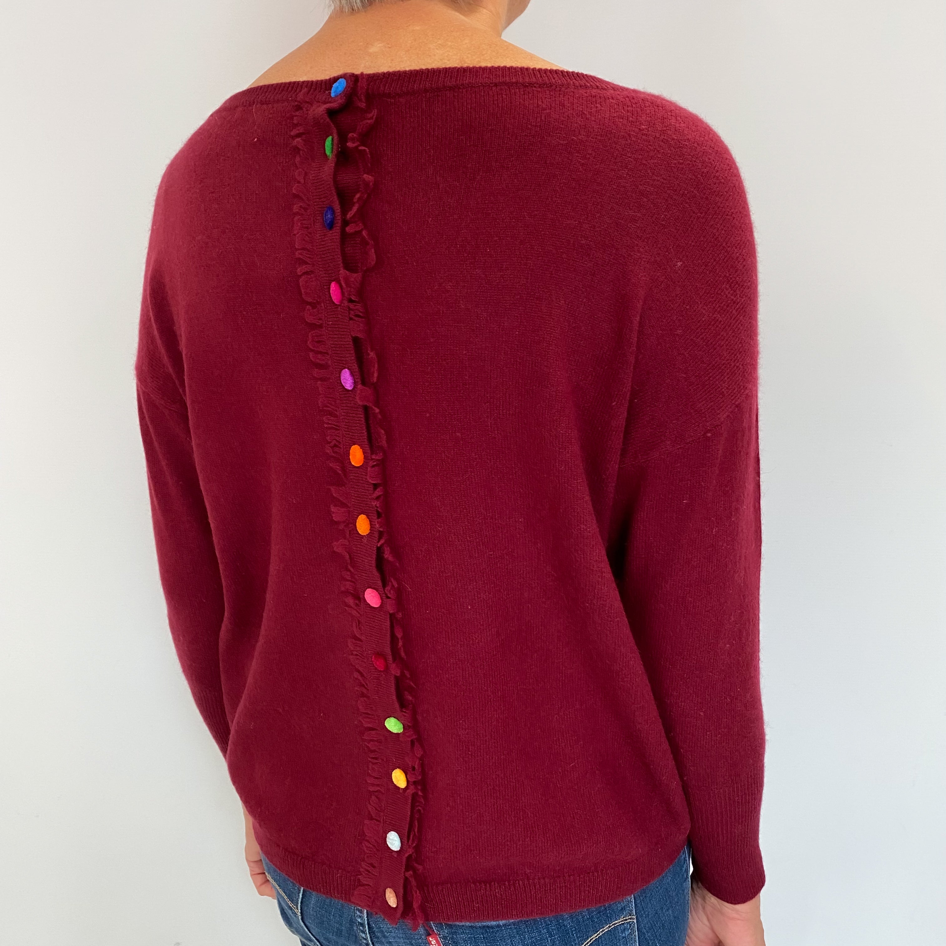 Burgundy Red Cashmere Crew Neck Jumper Medium