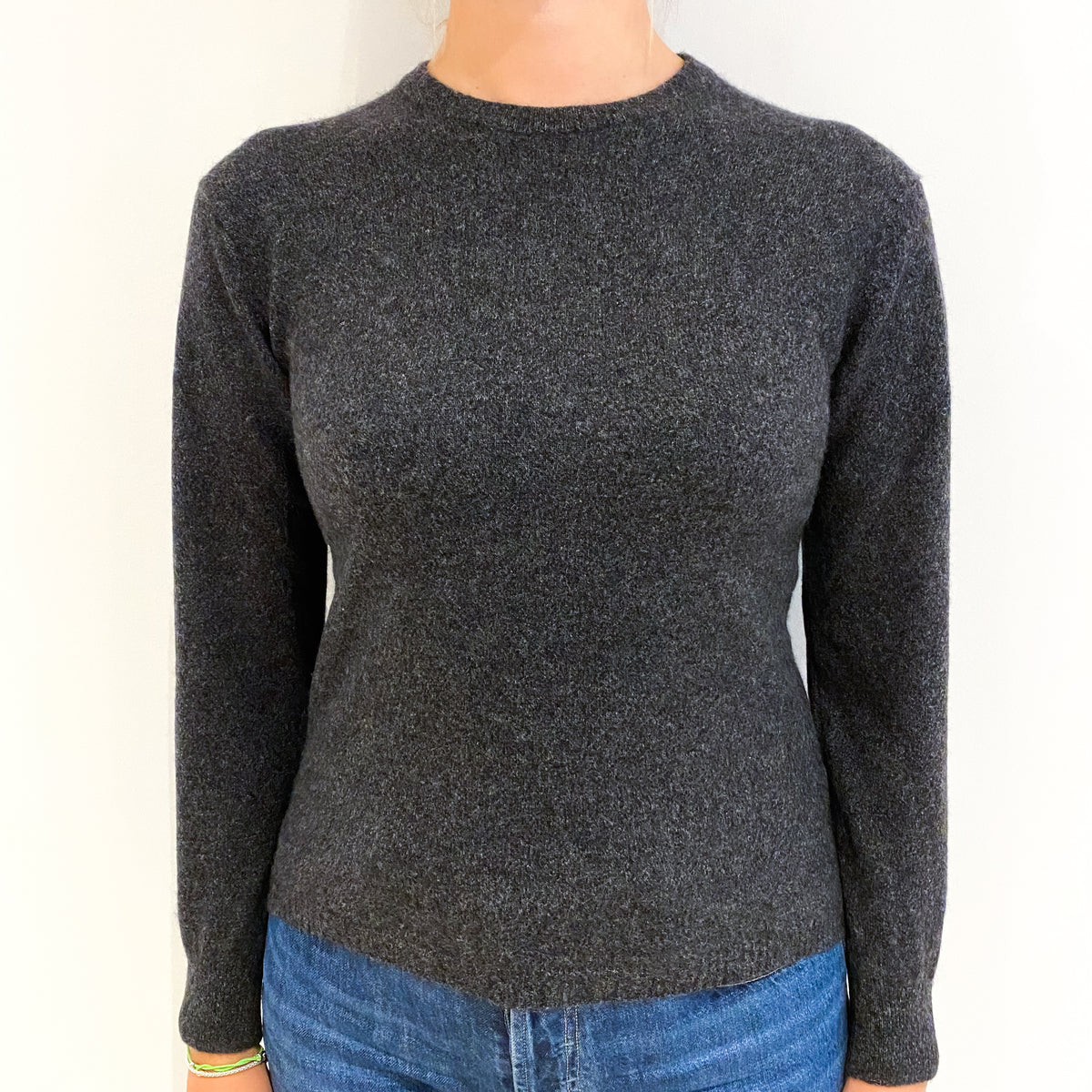 Charcoal Grey Cashmere Crew Neck Jumper Small