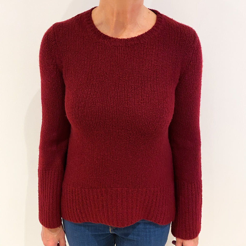 Burgundy Red Heavyknit Cashmere Crew Neck Jumper Medium