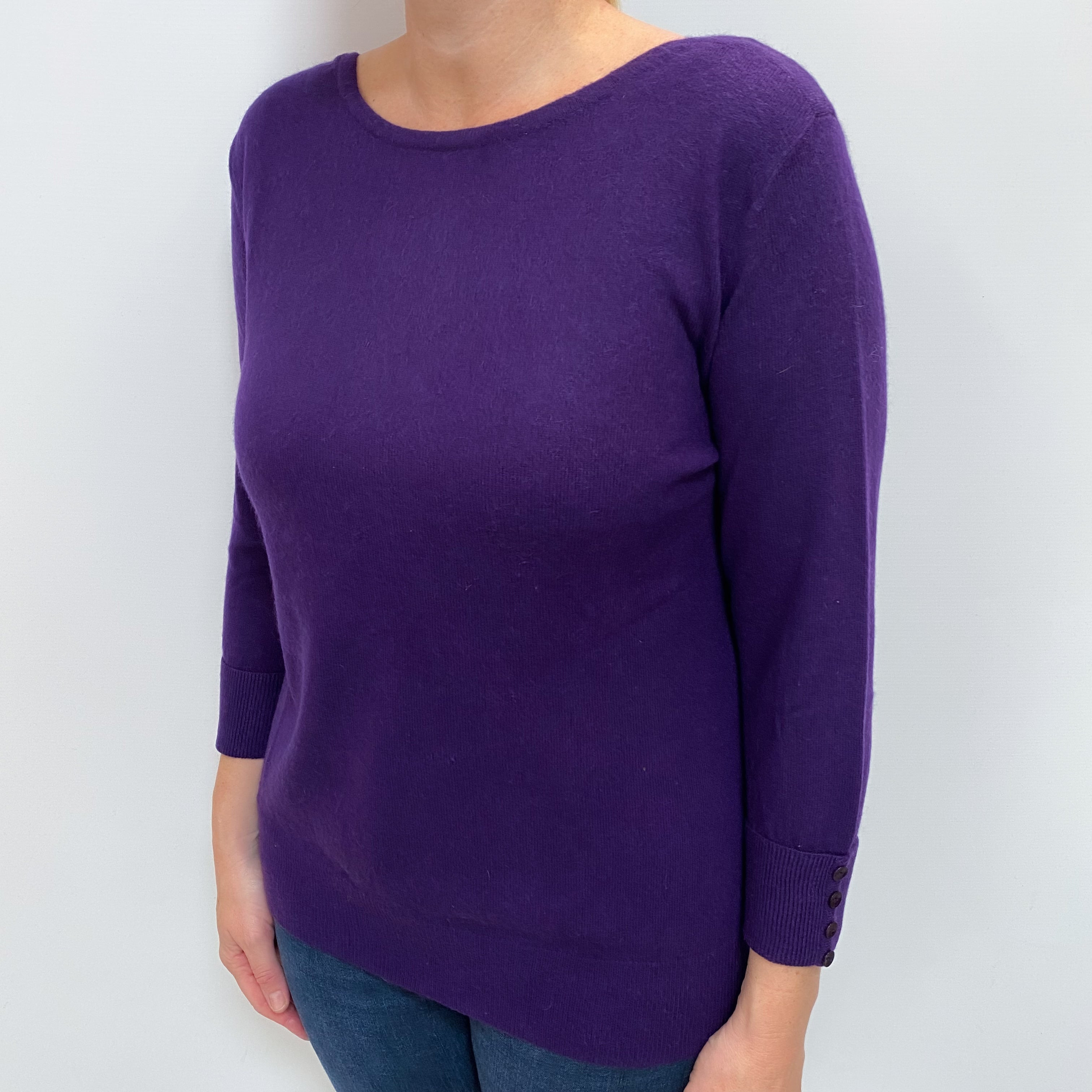 Deep Purple Cashmere Slash Neck Jumper Large