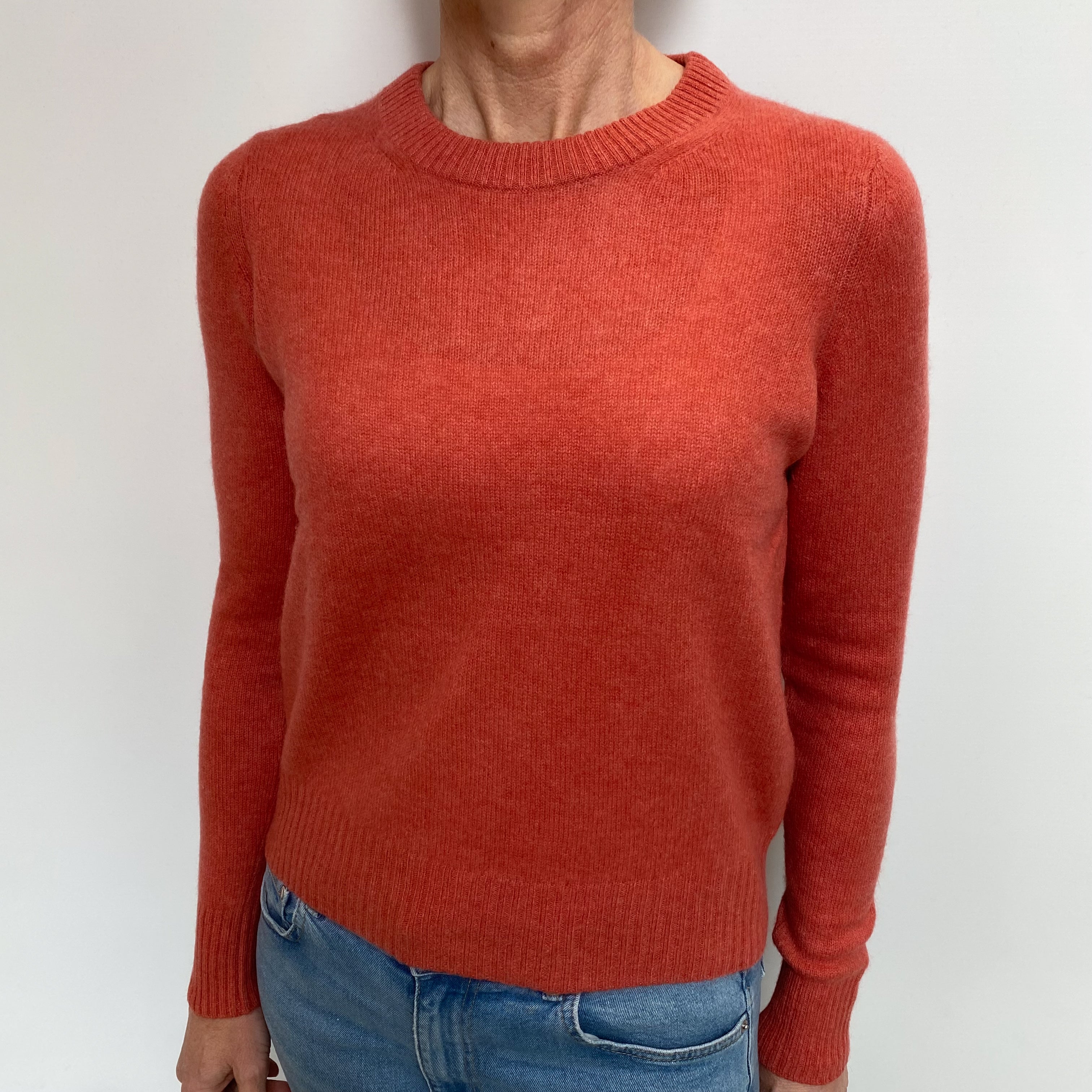 Deep Orange Soda Cashmere Crew Neck Jumper Small