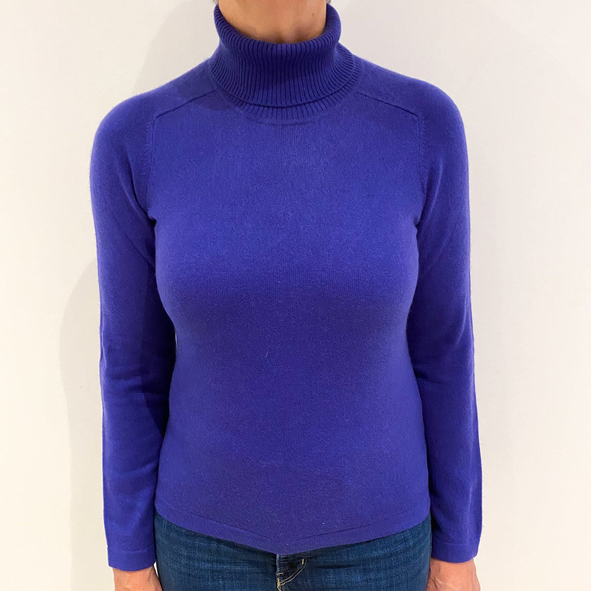 Pansy Purple Cashmere Polo Neck Jumper Medium