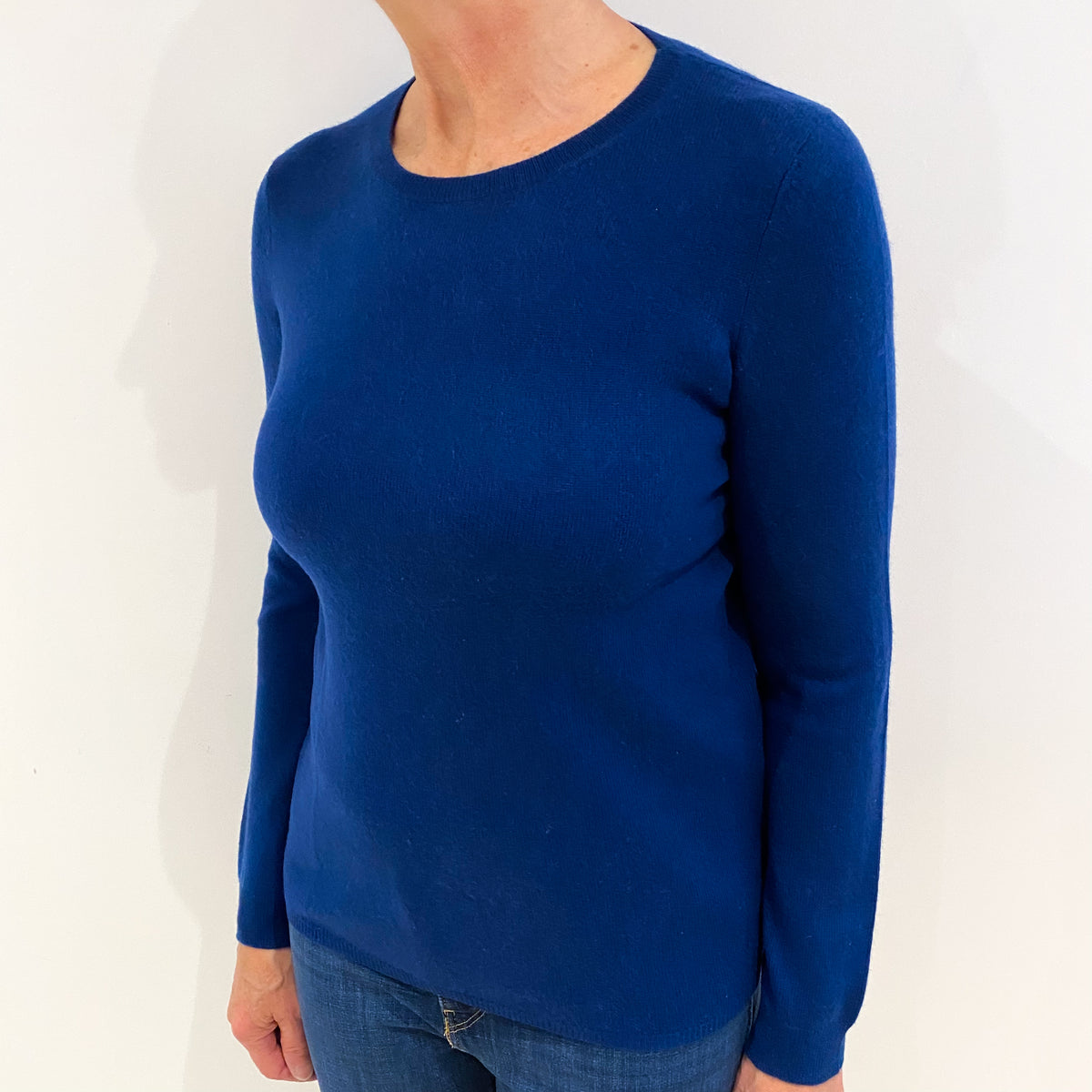 Petrol Blue Cashmere Crew Neck Jumper Medium