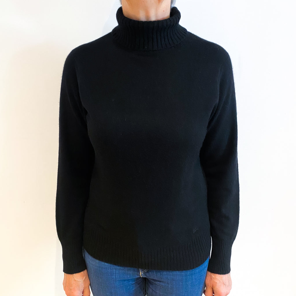 Burberry Black Cashmere Polo Neck Jumper Medium