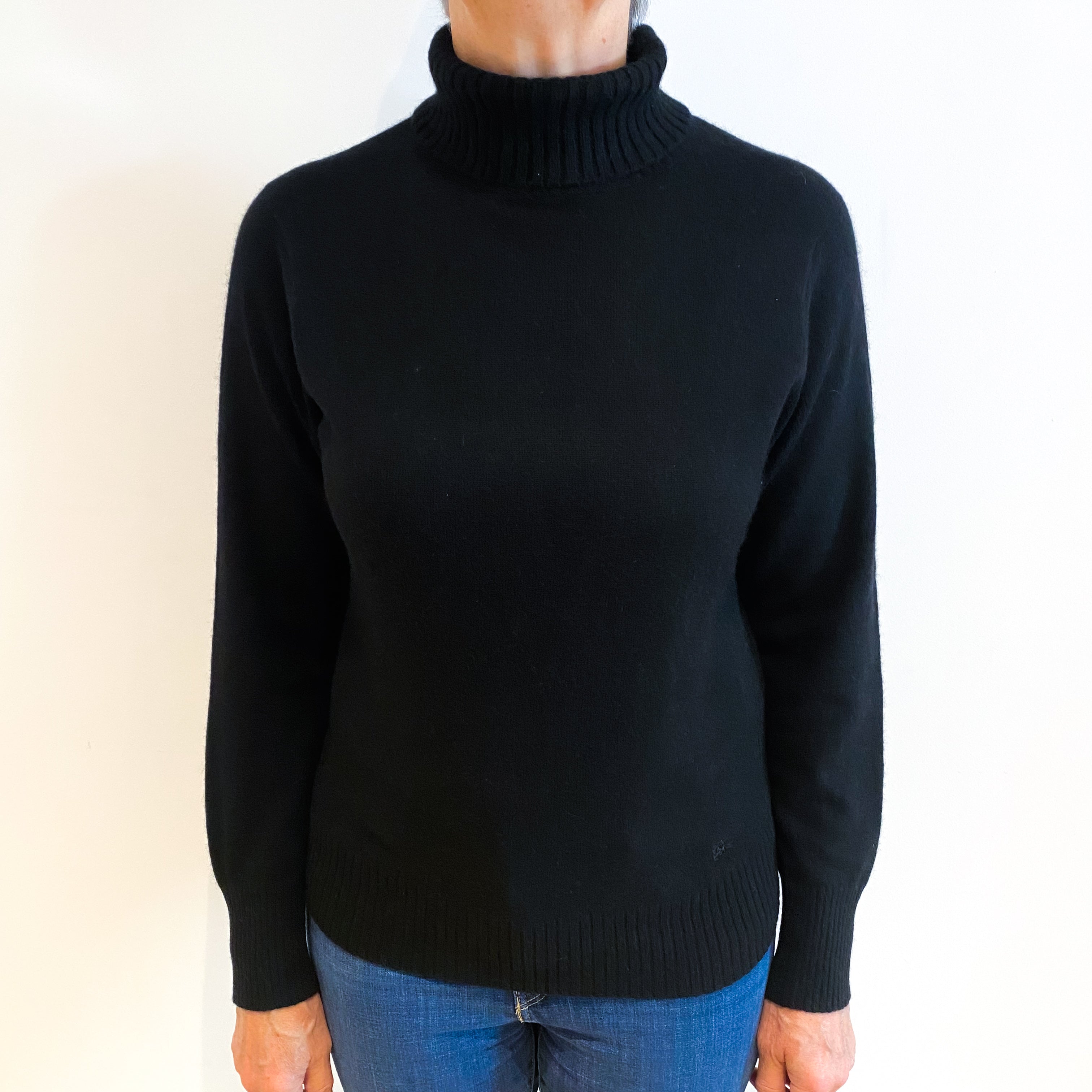 Burberry Black Cashmere Polo Neck Jumper Medium