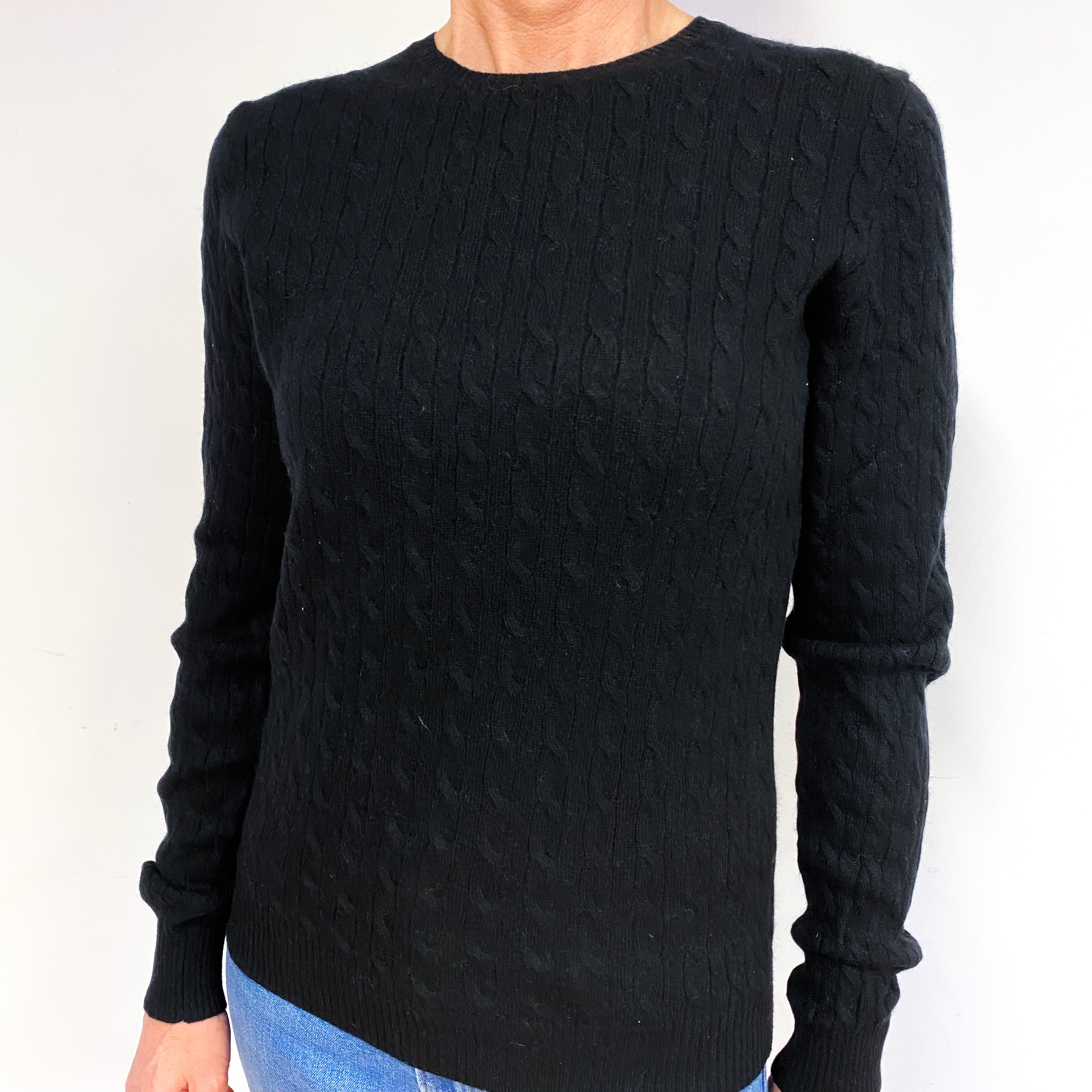 Black Cashmere Crew Neck Jumper Medium