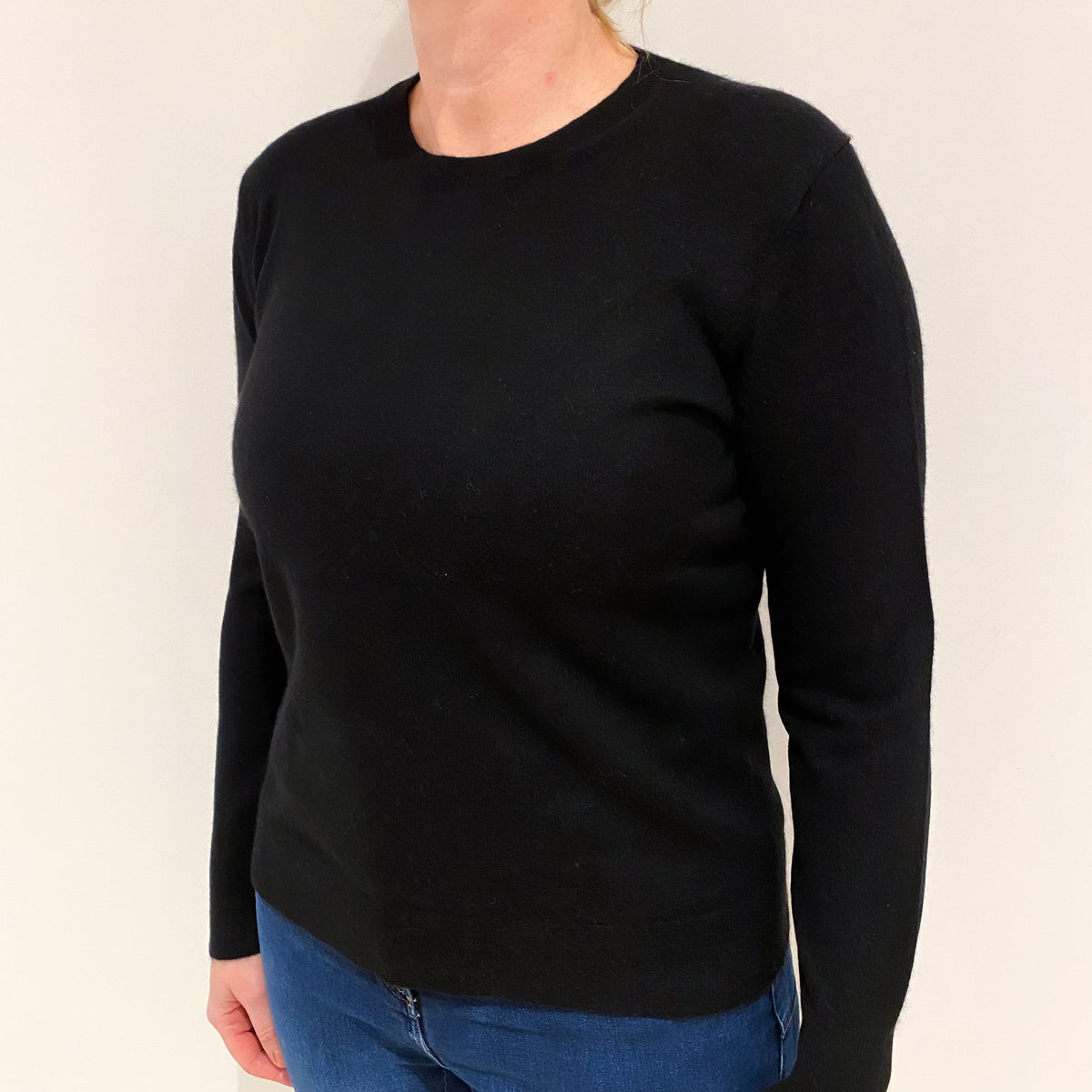 Black Cashmere Crew Neck Jumper Large