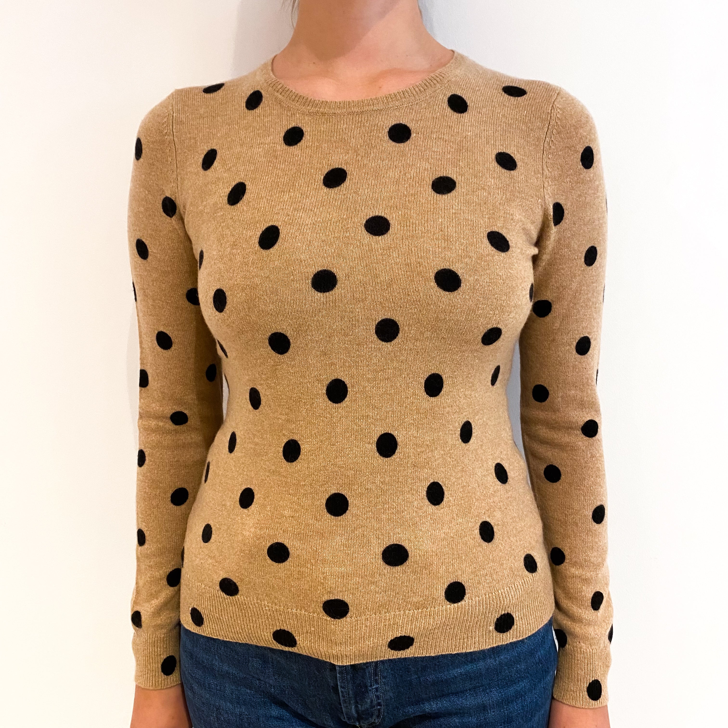 Caramel Brown Cashmere Crew Neck Jumper Small