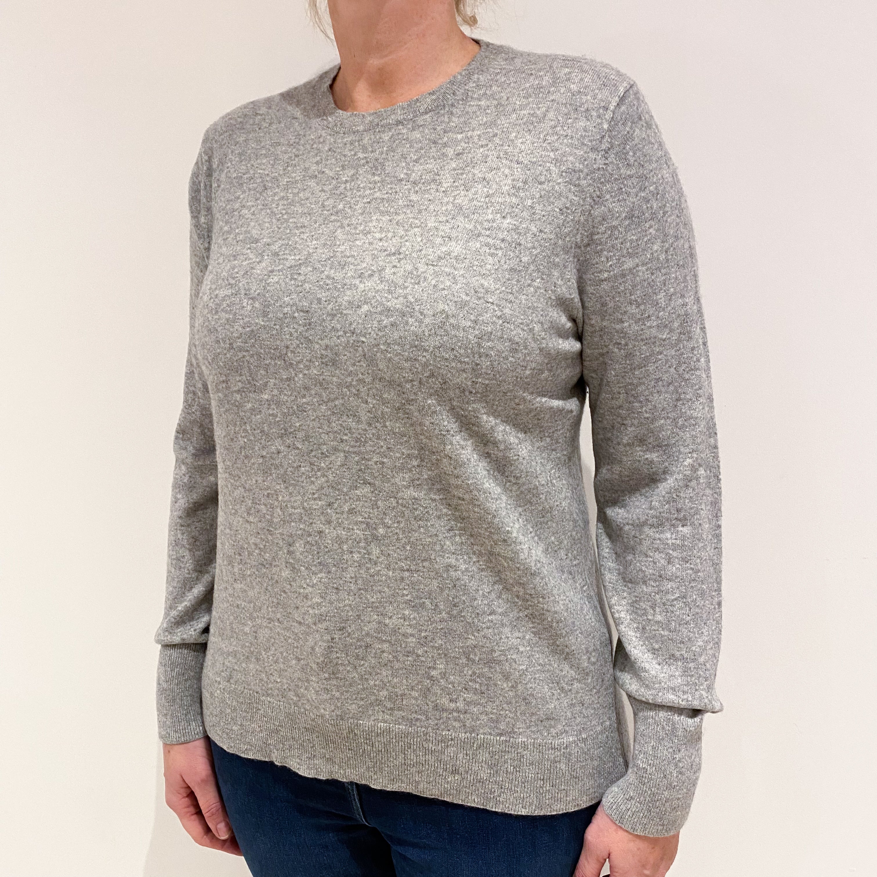 Smoke Grey Cashmere Crew Neck Jumper Large