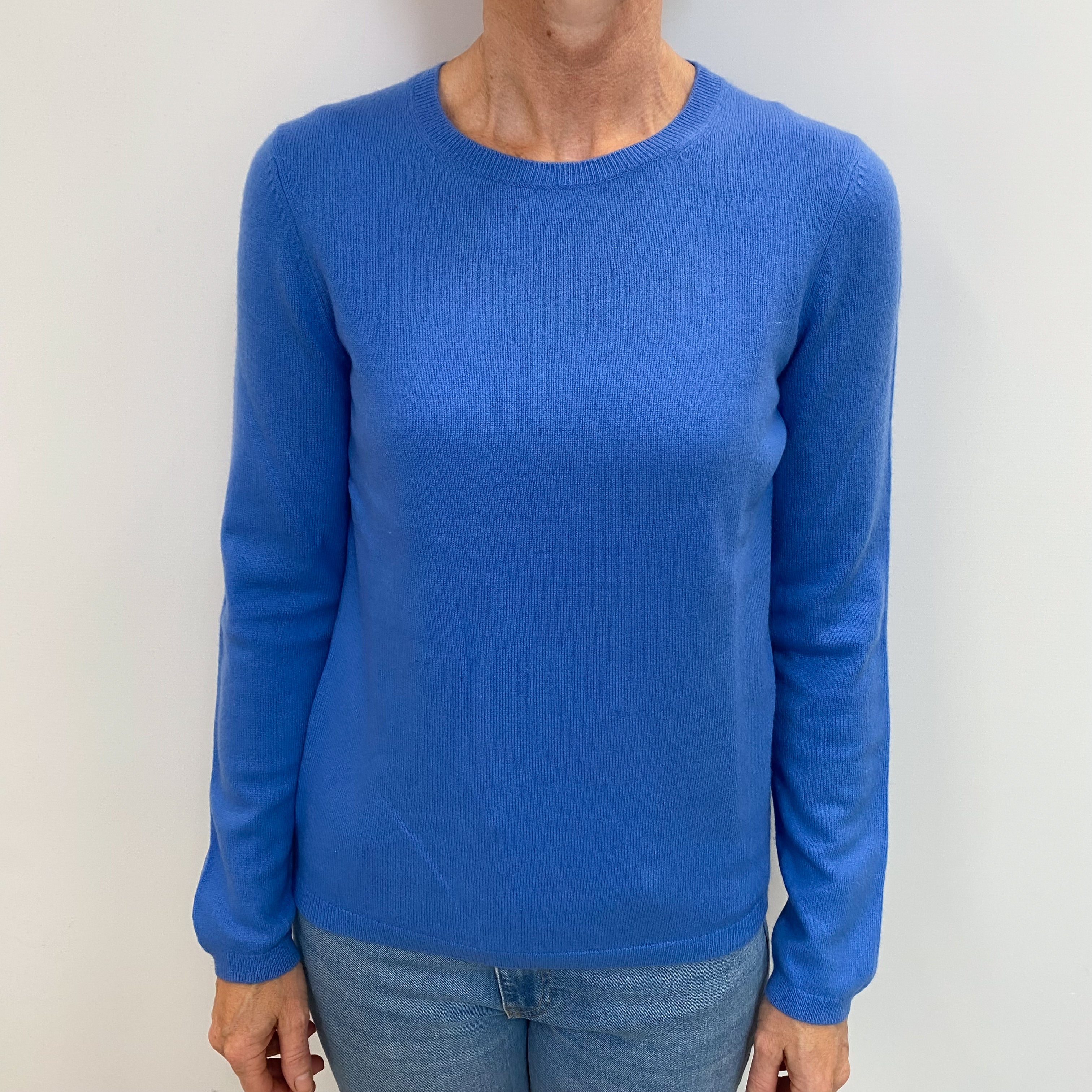 Cornflower Blue Cashmere Crew Neck Jumper Small