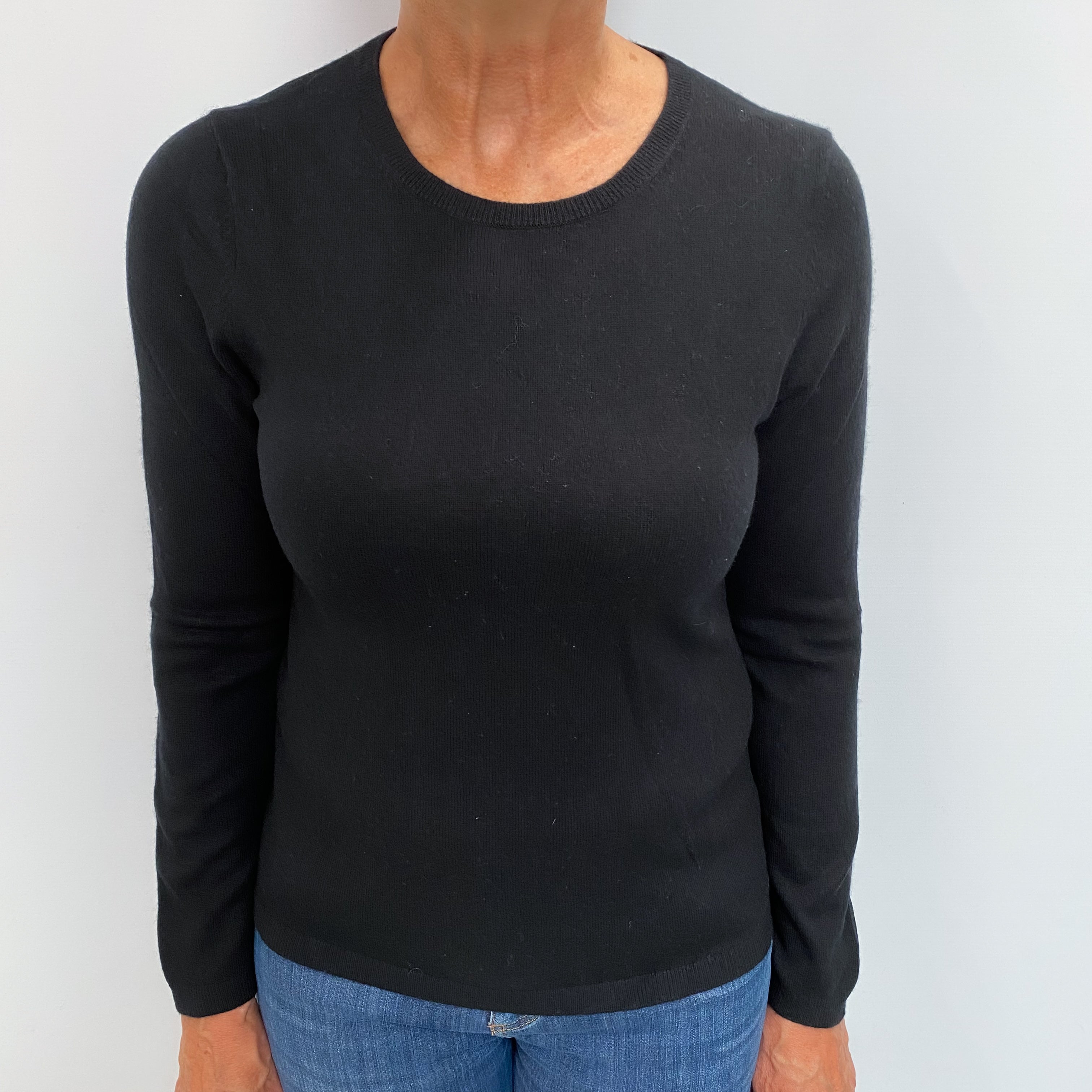 Black Cashmere Crew Neck Jumper Medium