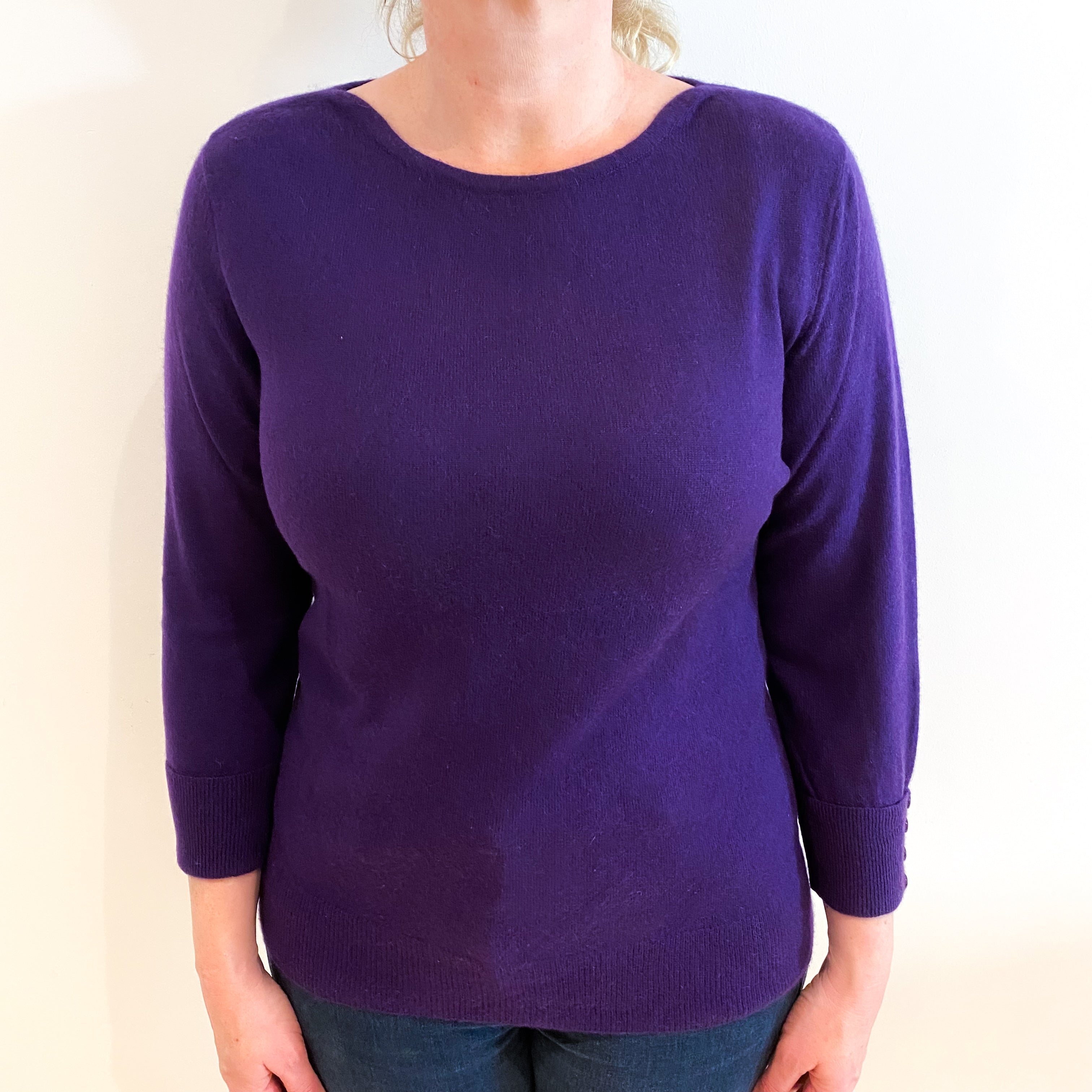 Iris Purple Cashmere Boat Neck Jumper Large