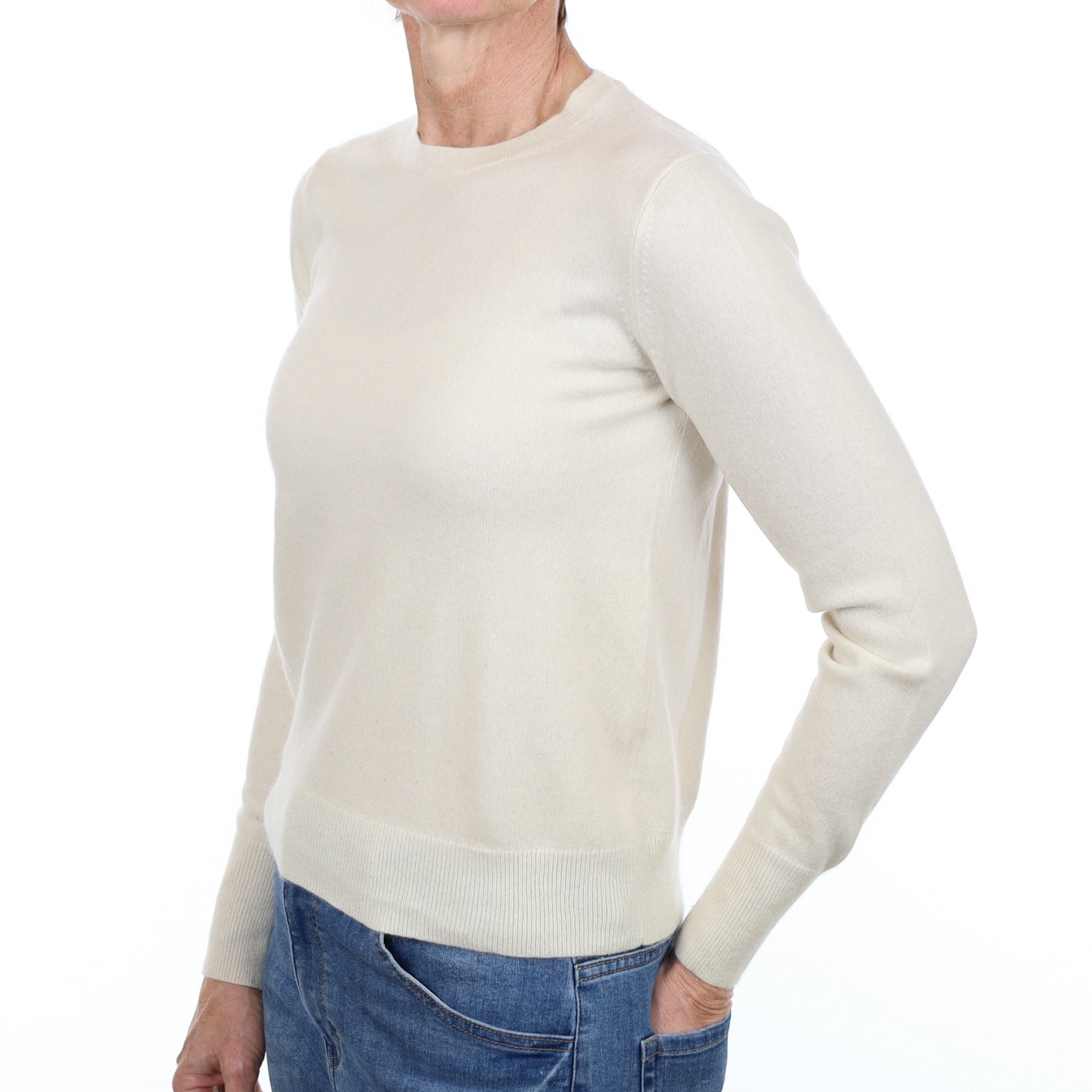Vanilla Cream Cashmere Crew Neck Jumper Small