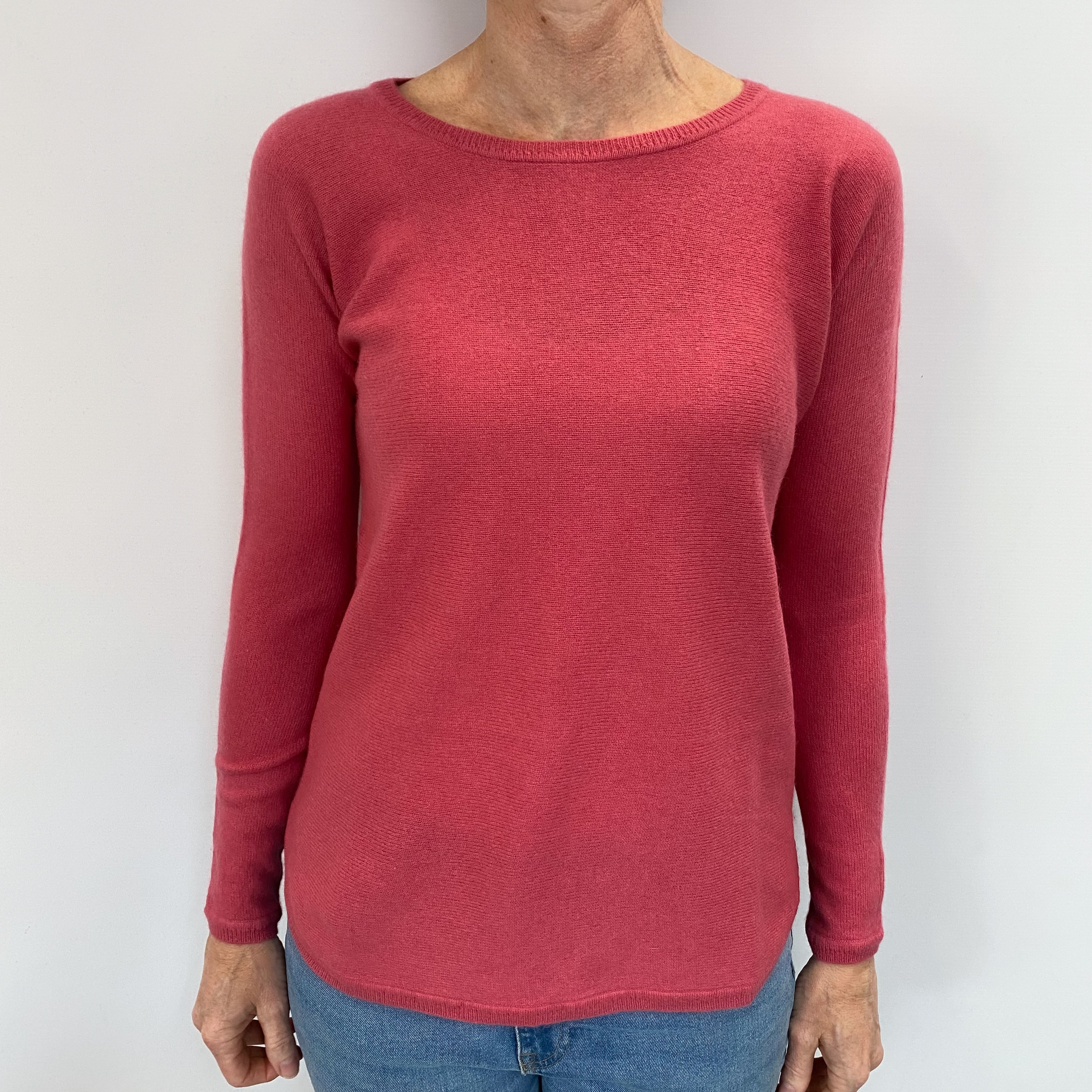 Loganberry Pink Cashmere Crew Neck Jumper Small