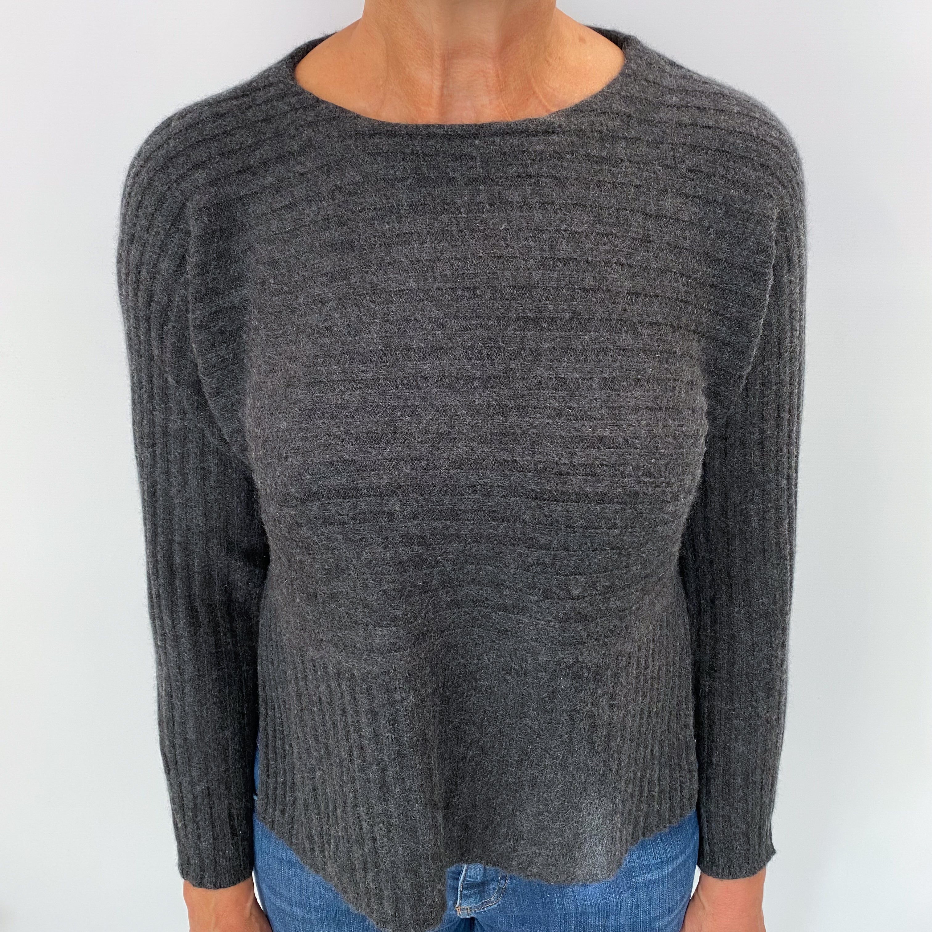 Charcoal Grey Cashmere Crew Neck Jumper Medium