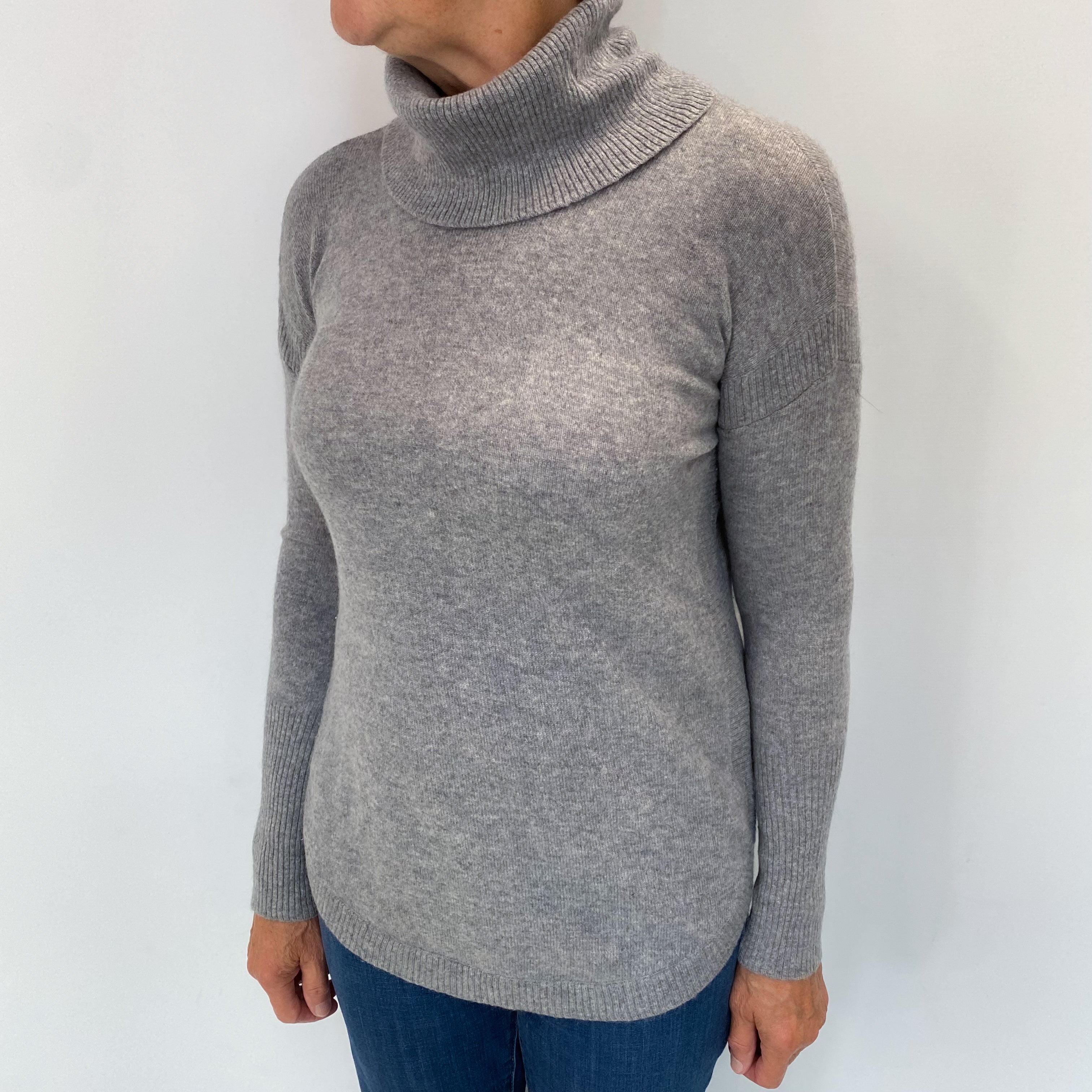 Ash Grey Cashmere Cowl Neck Jumper Medium