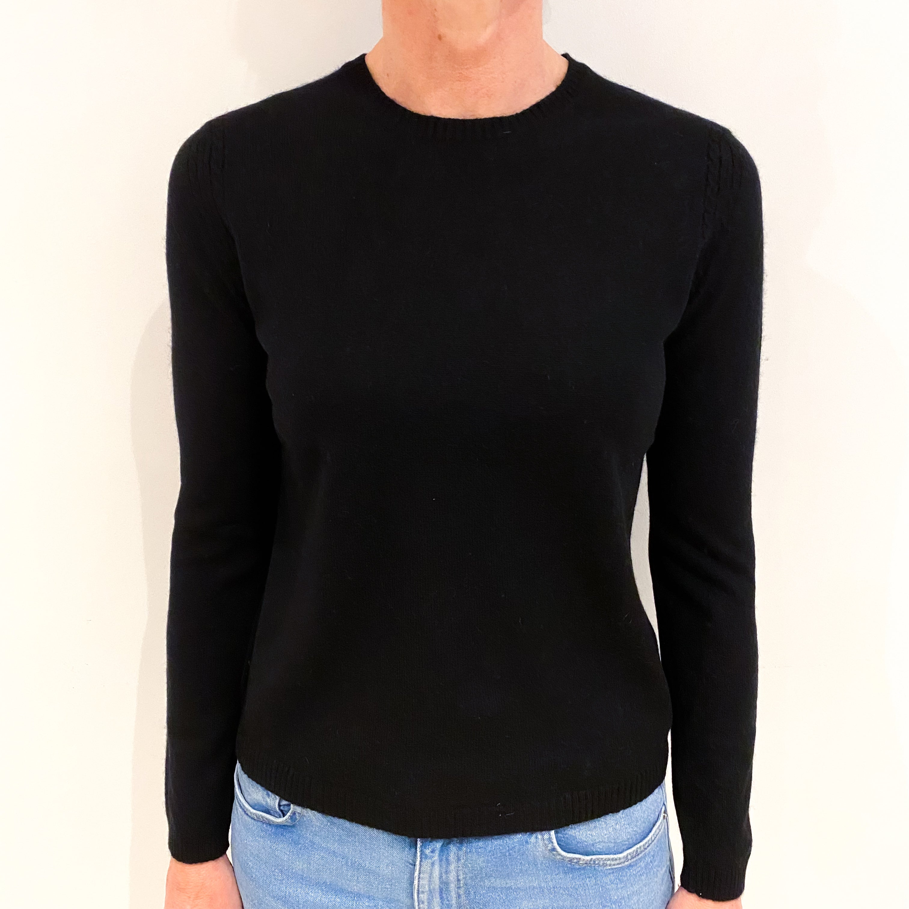 Black Cashmere Crew Neck Jumper Small