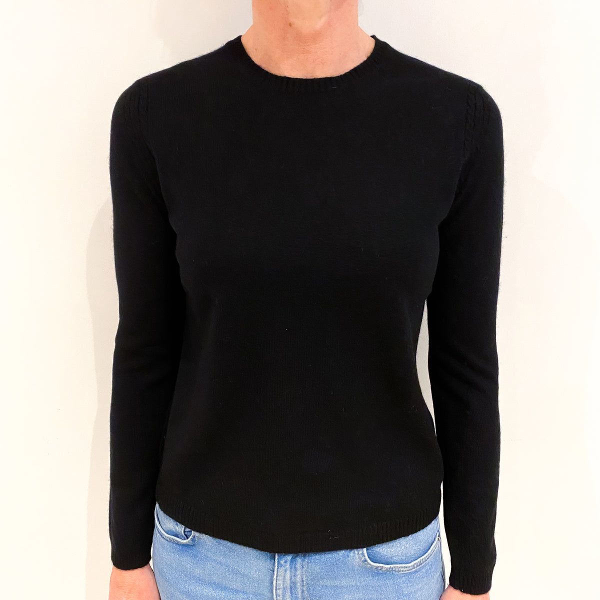 Black Cashmere Crew Neck Jumper Small