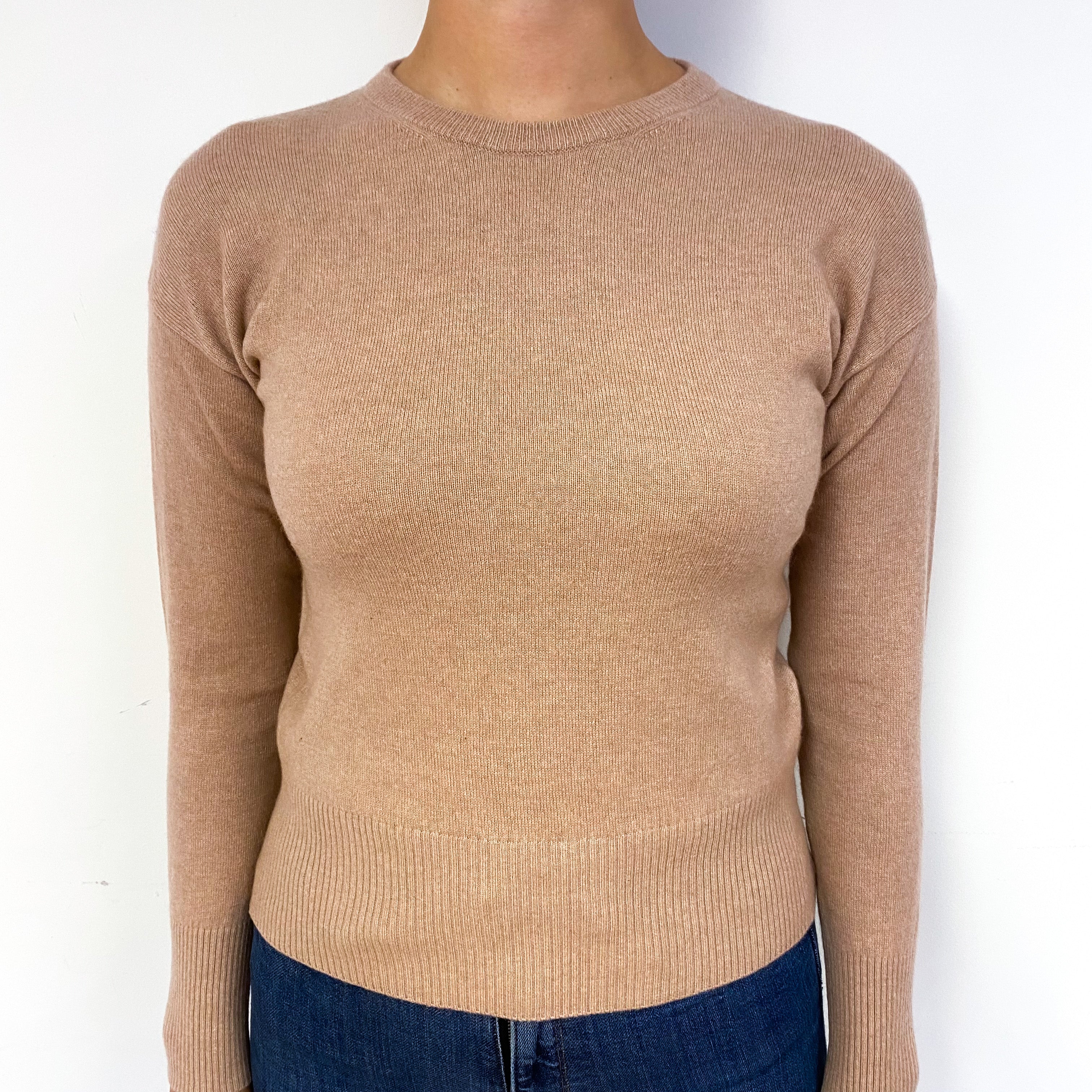Fudge Brown Cashmere Crew Neck Jumper Small