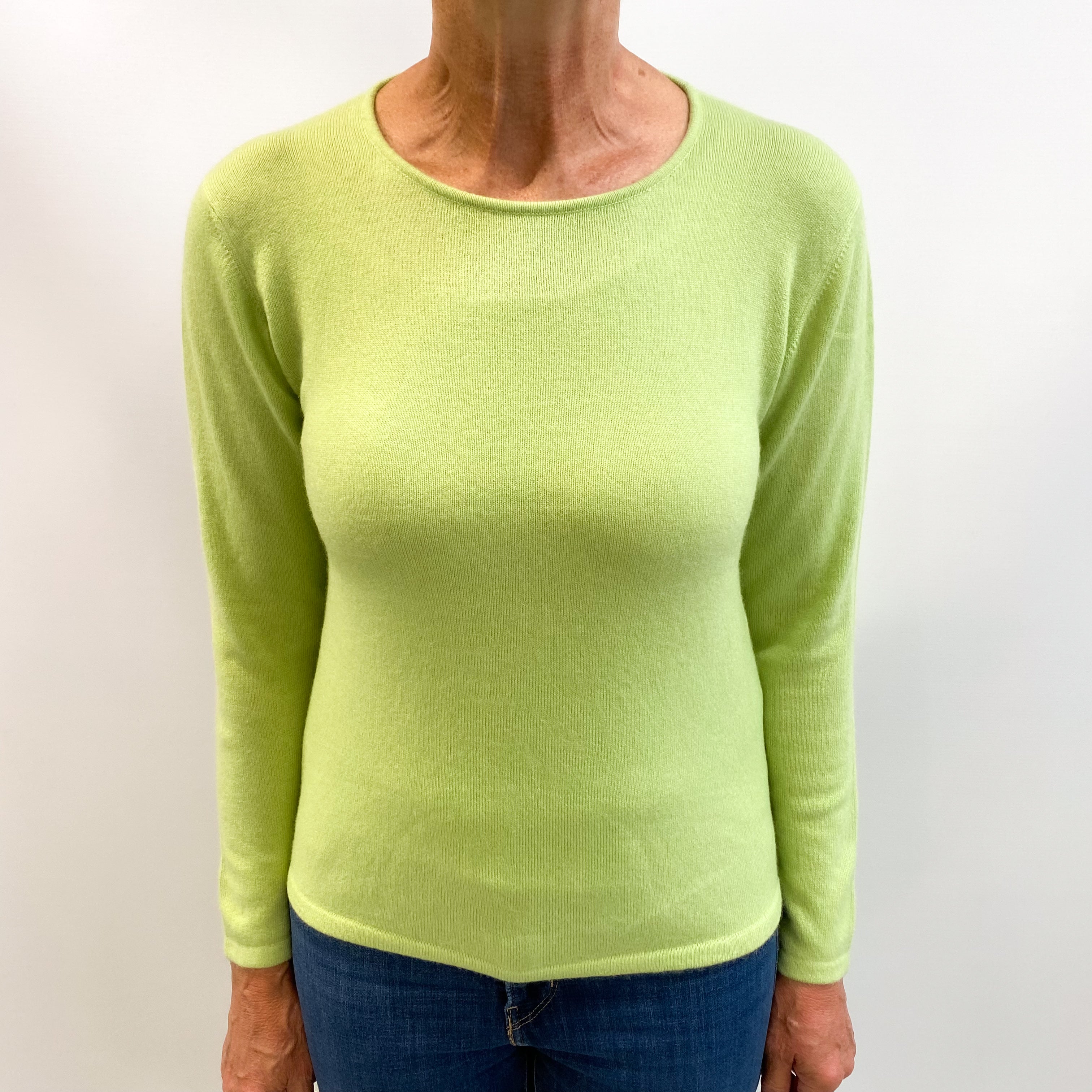 Key Lime Green Cashmere Crew Neck Jumper Medium
