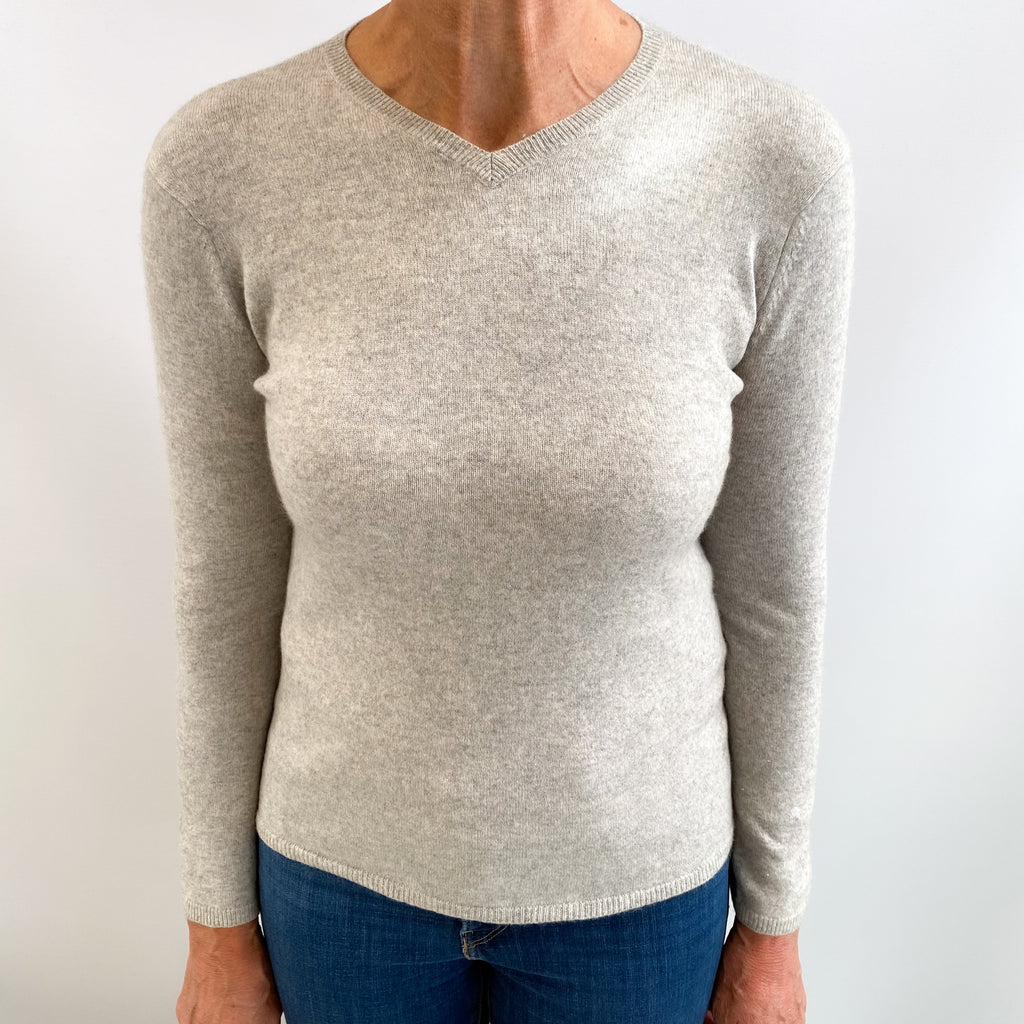Smoke Grey Cashmere V Neck Jumper Medium