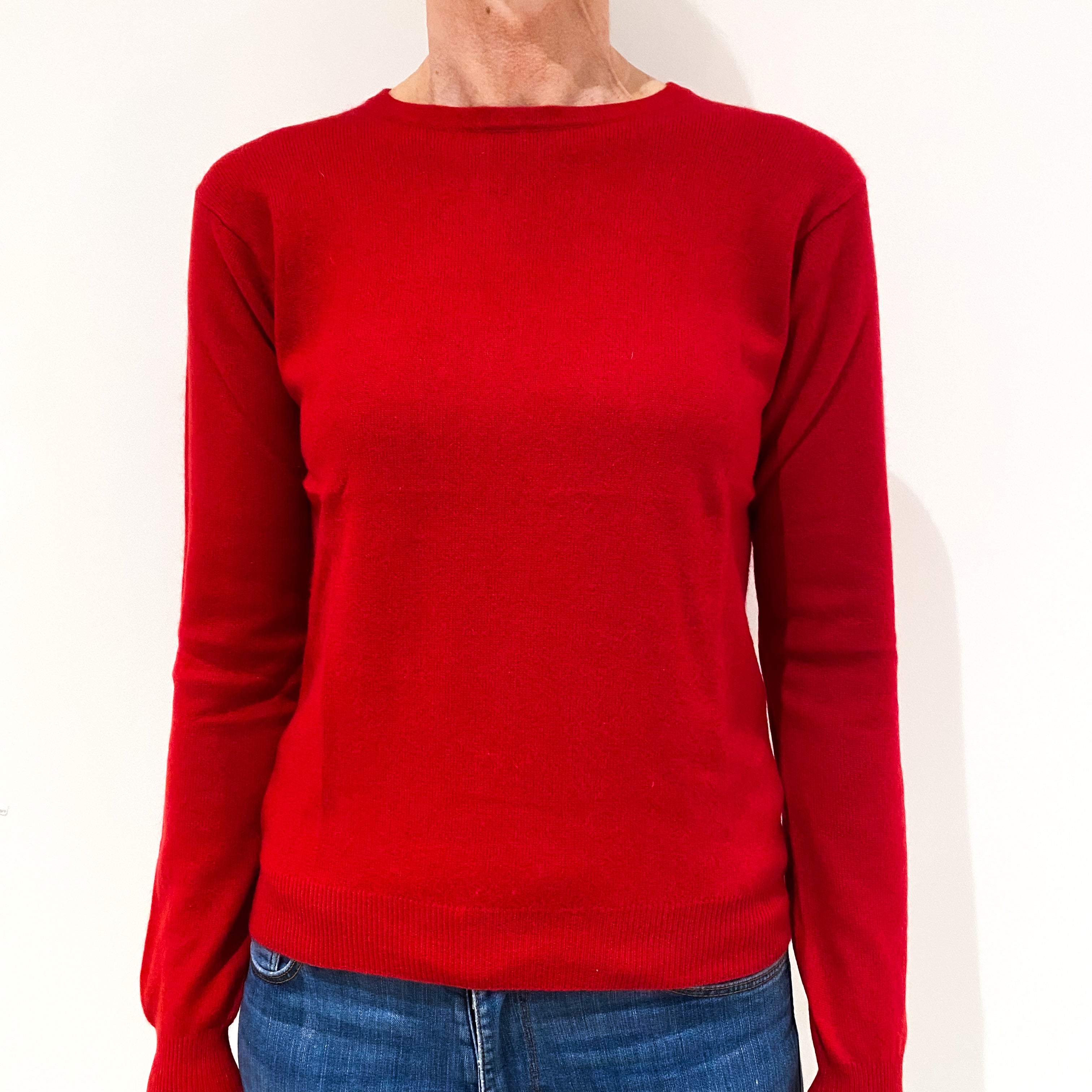 Post Box Red Cashmere Crew Neck Jumper Small