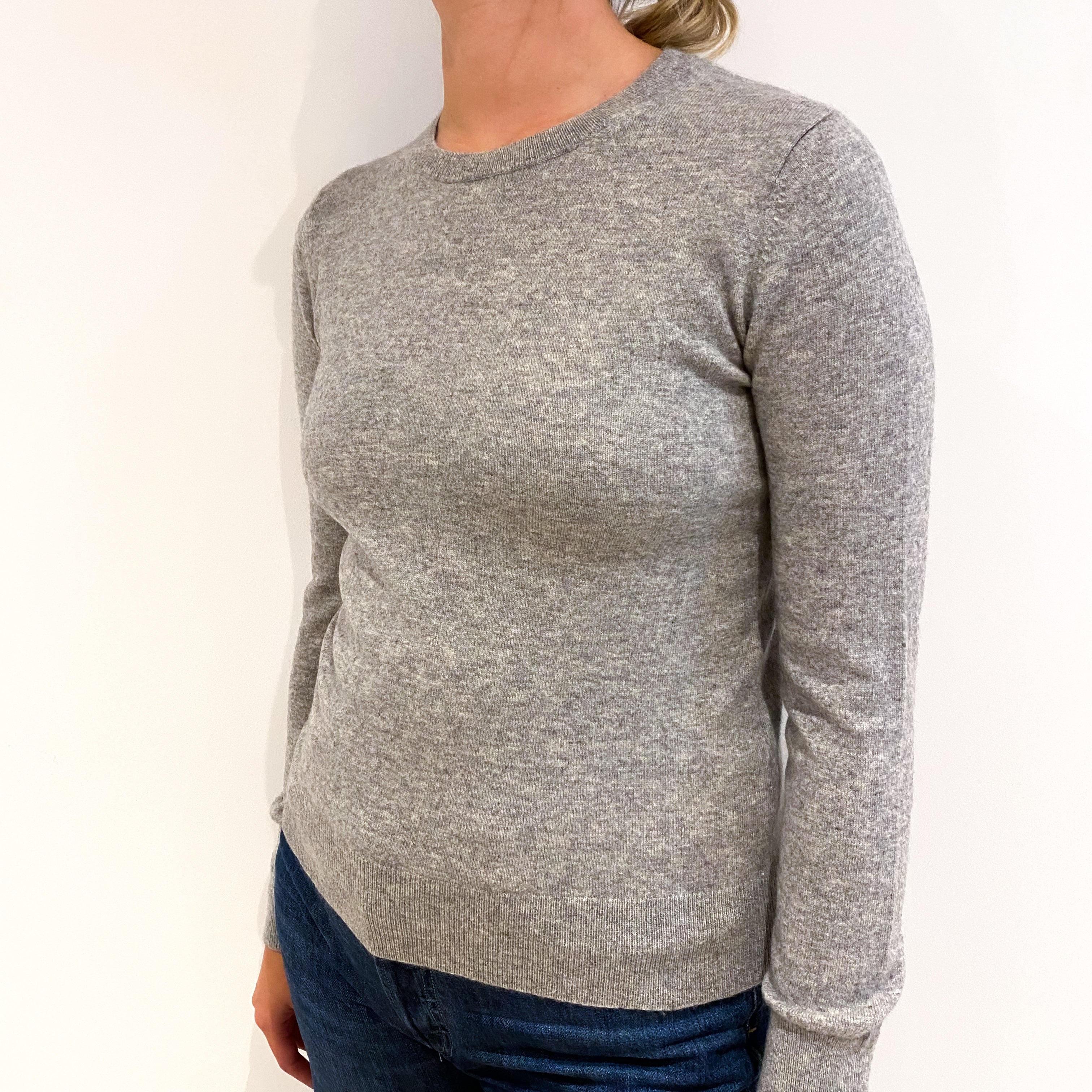 Smoke Grey Cashmere Crew Neck Jumper Small