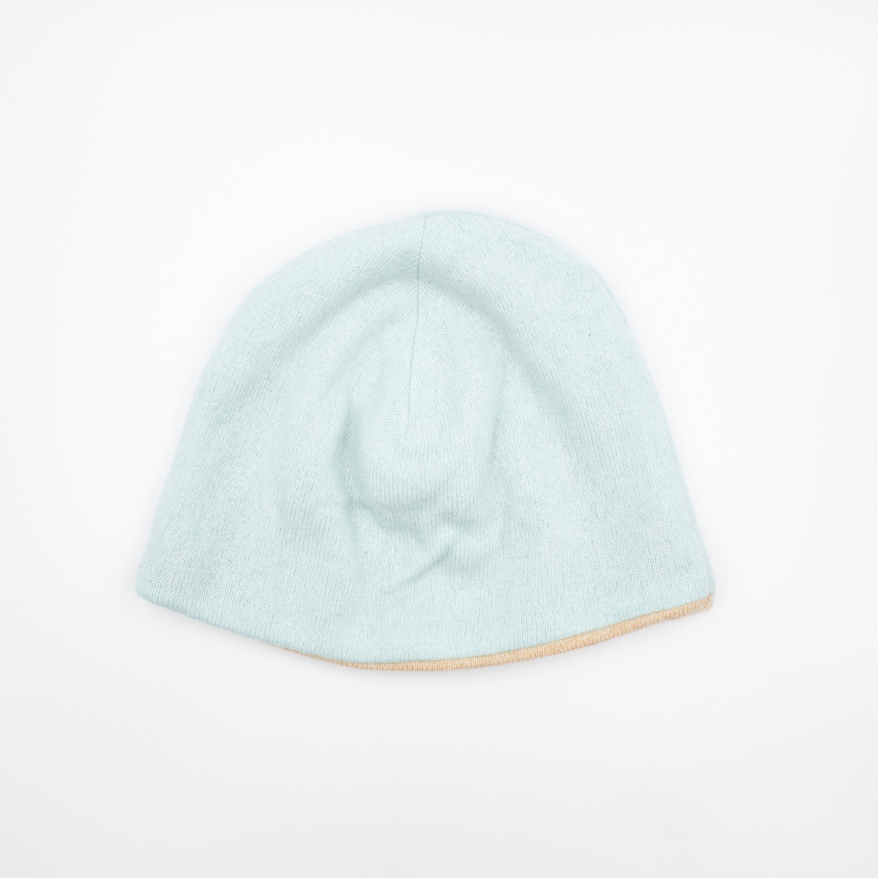 Opal Green and Beige Beanie Hat