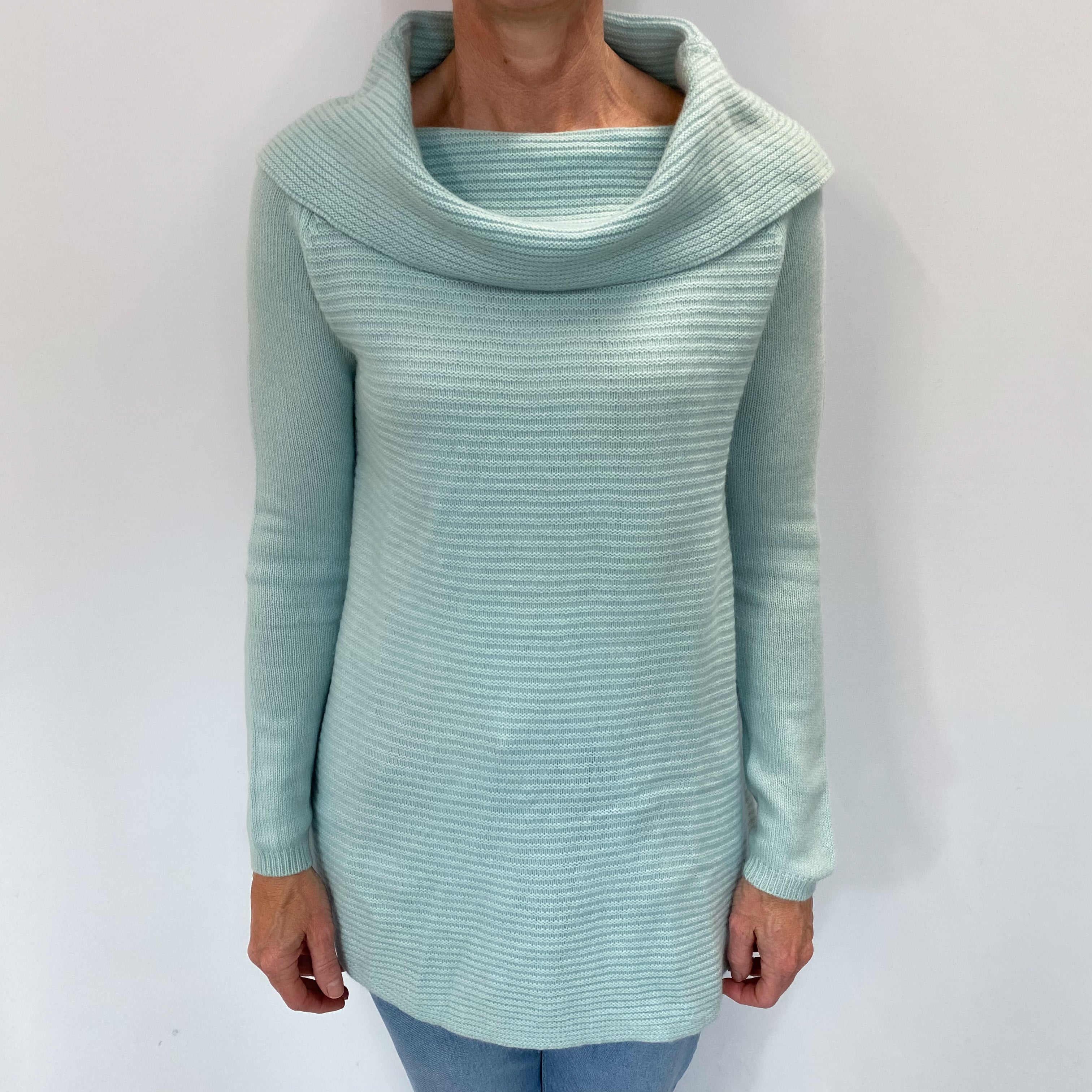 Mint Green Cashmere Cowl Neck Jumper Small