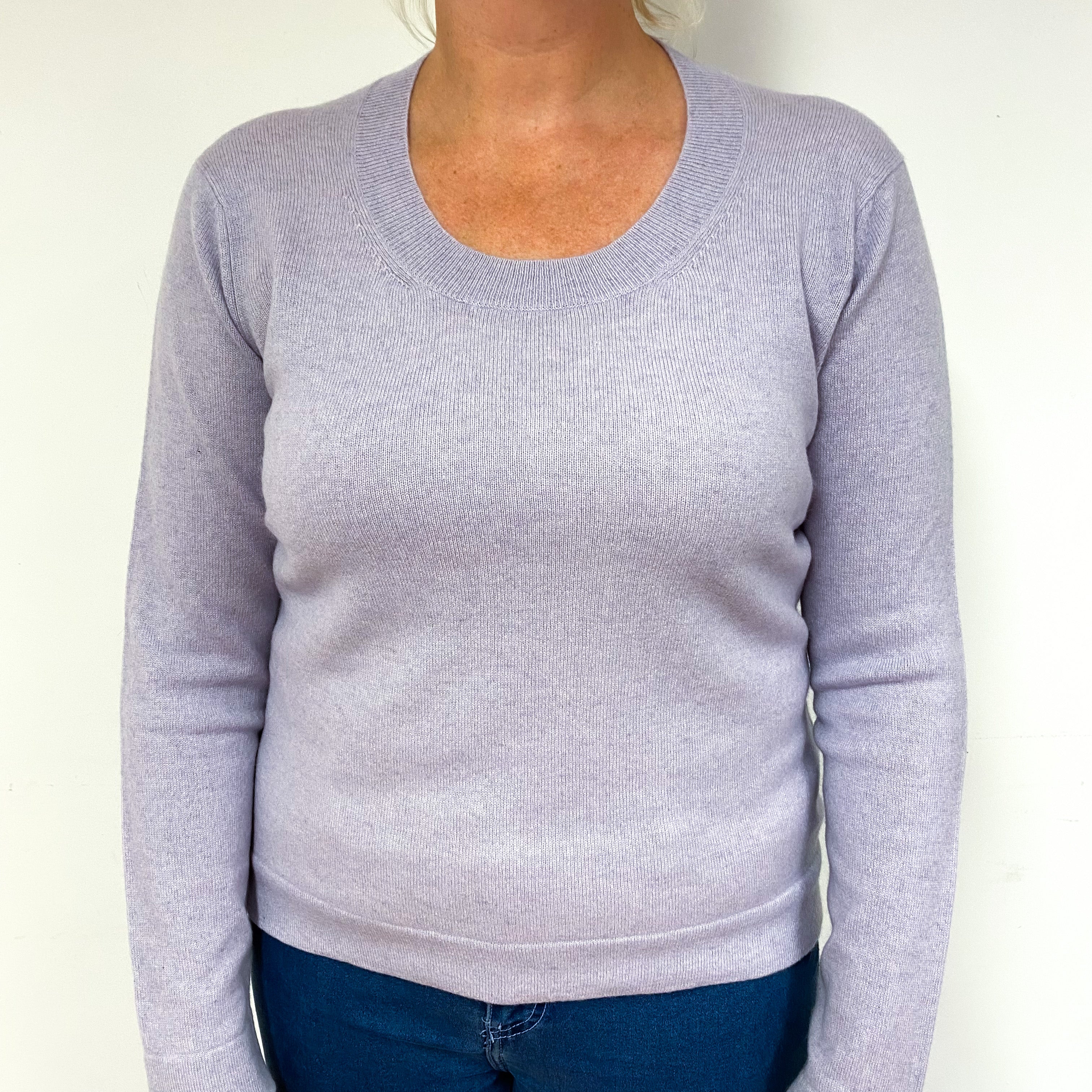 Pale Purple Cashmere Scoop Neck Jumper Large