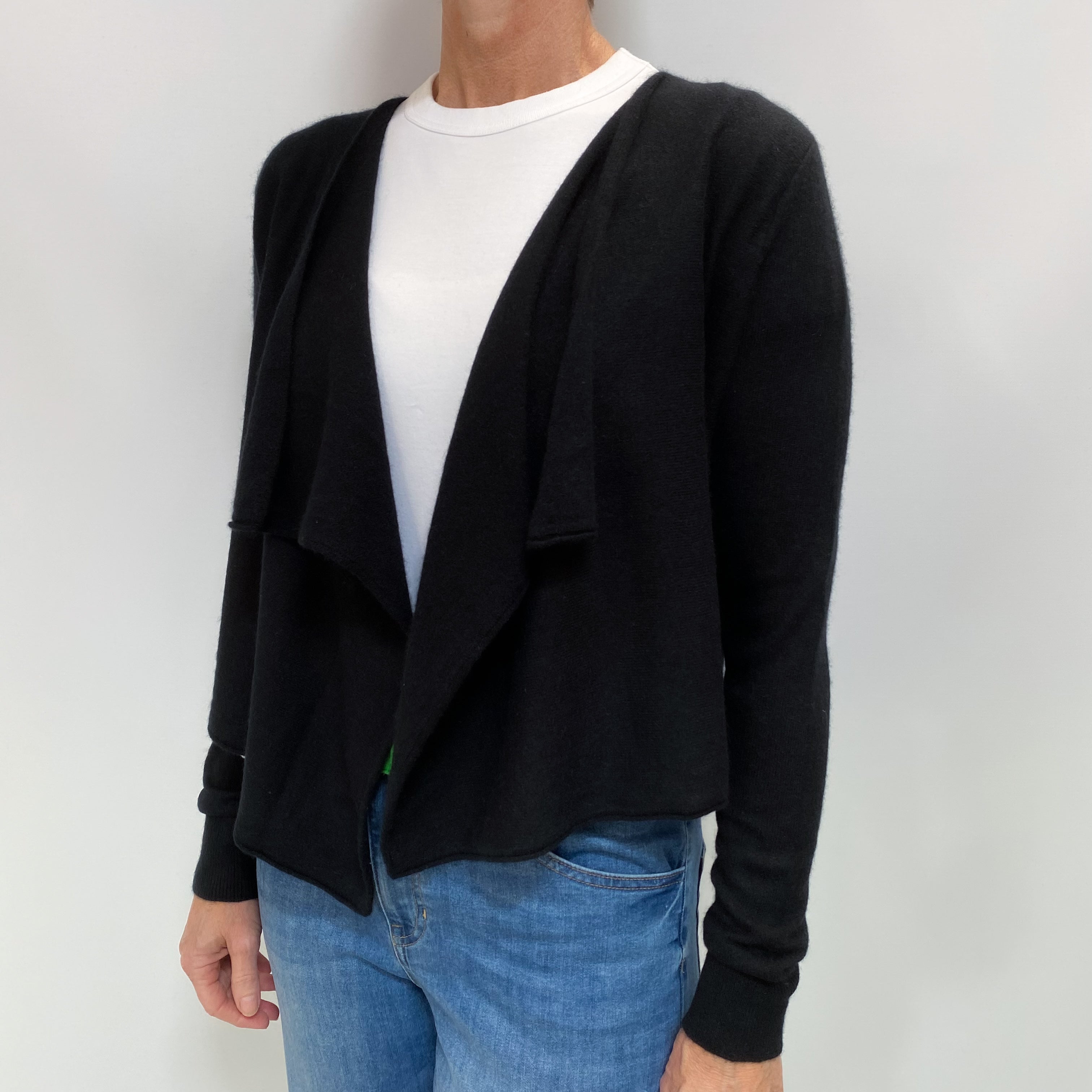 Vince Black Cashmere Waterfall Edge Cardigan Small