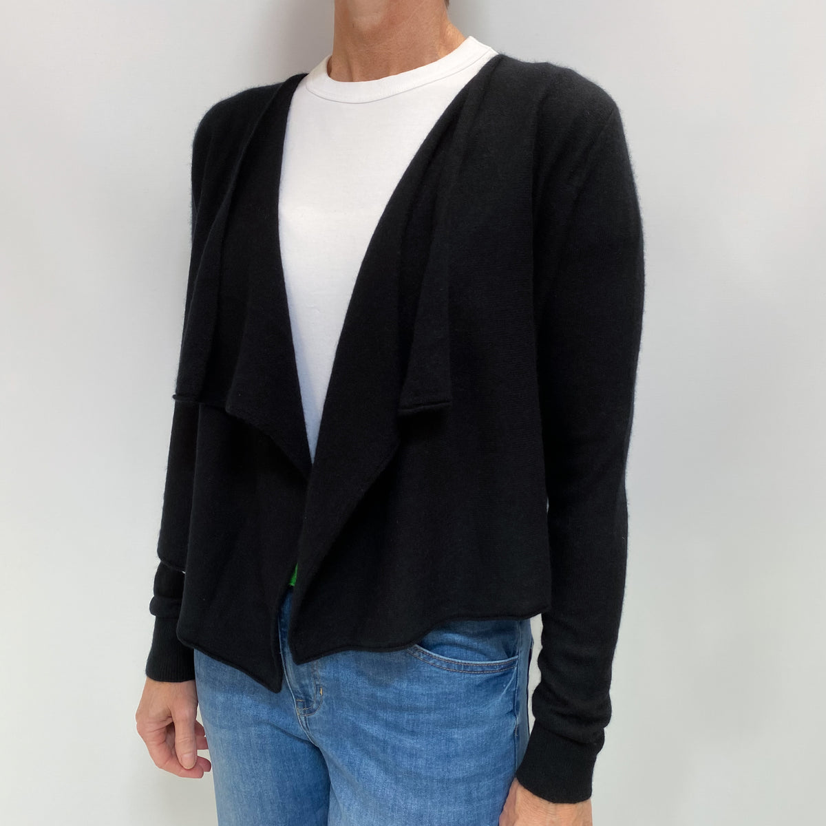 Vince Black Cashmere Waterfall Edge Cardigan Small