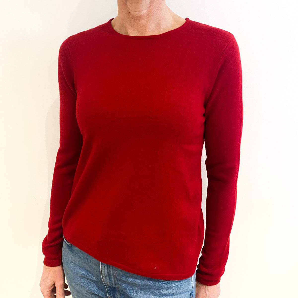 Post Box Red Cashmere Crew Neck Jumper Small