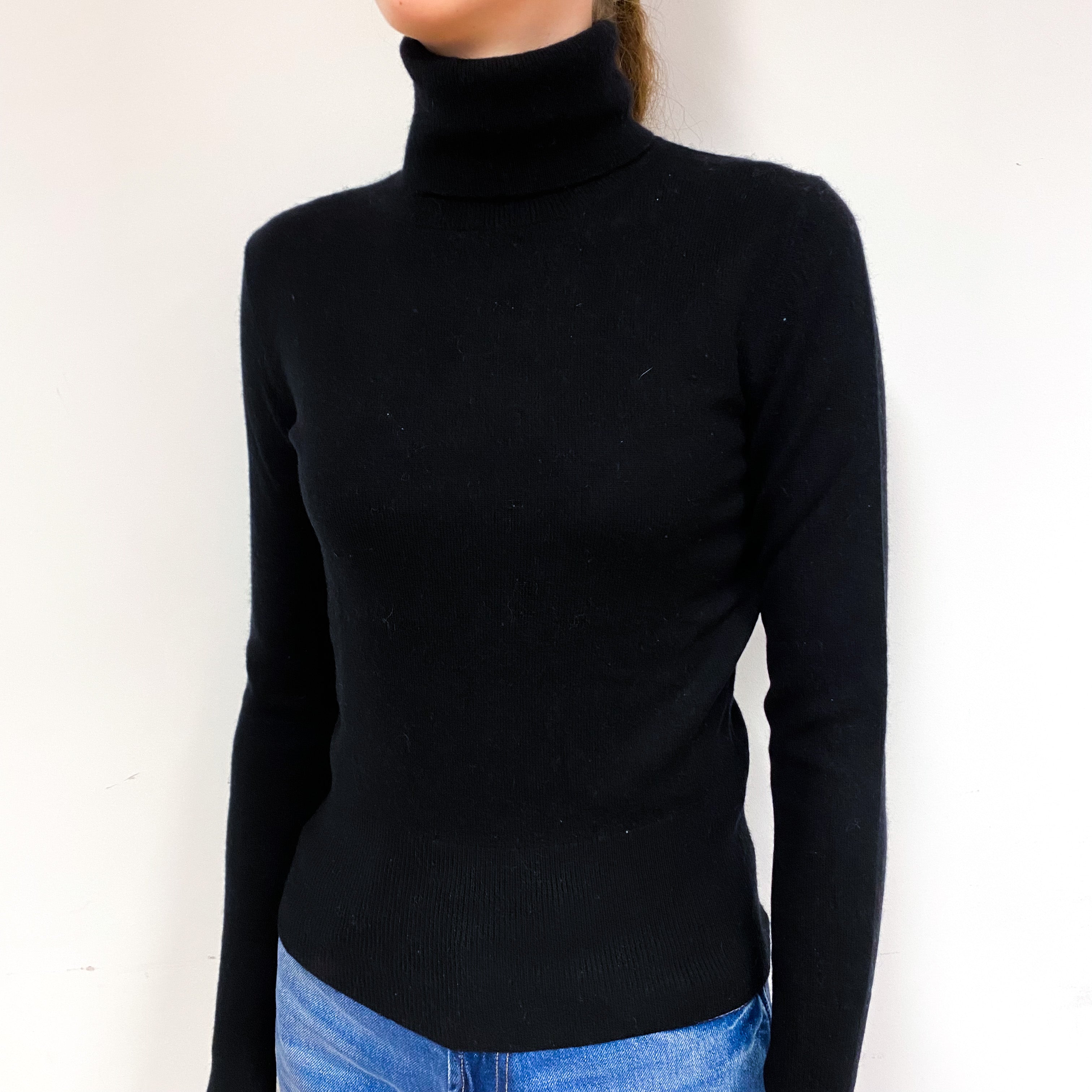 Black Cashmere Polo Neck Jumper Extra Small