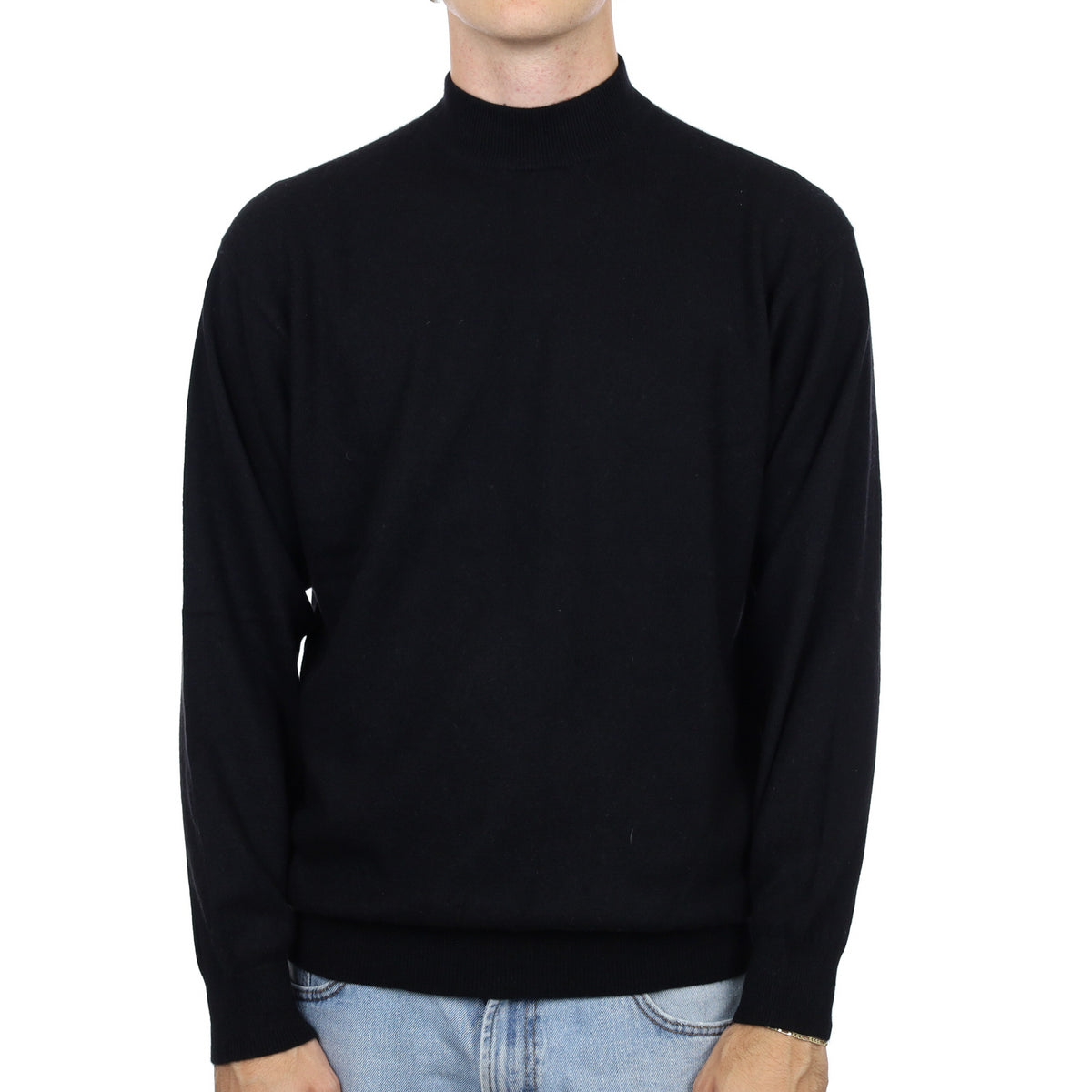 Men's Black Cashmere Turtle Neck Jumper Large