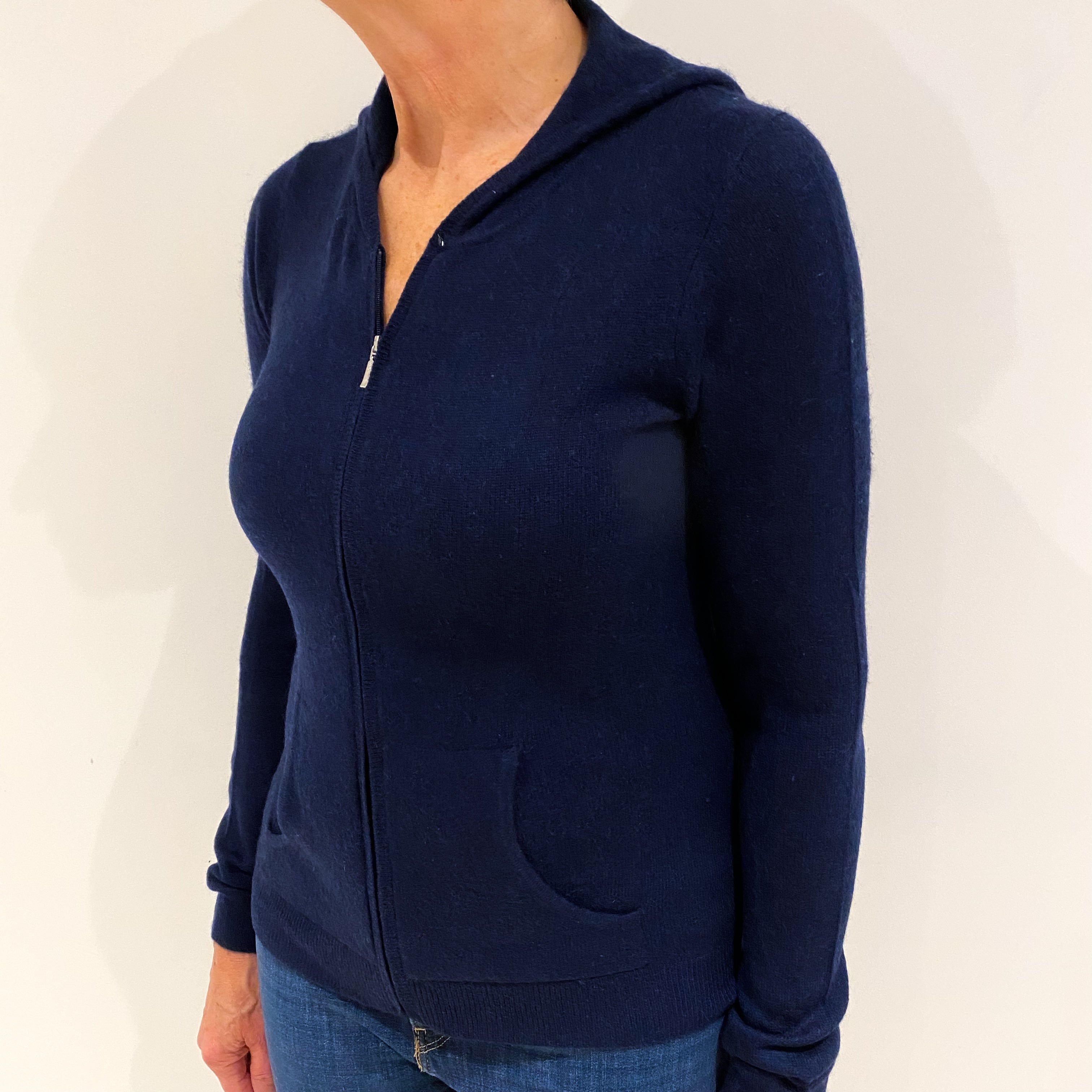Midnight Blue Cashmere Zip Up Hoodie Medium