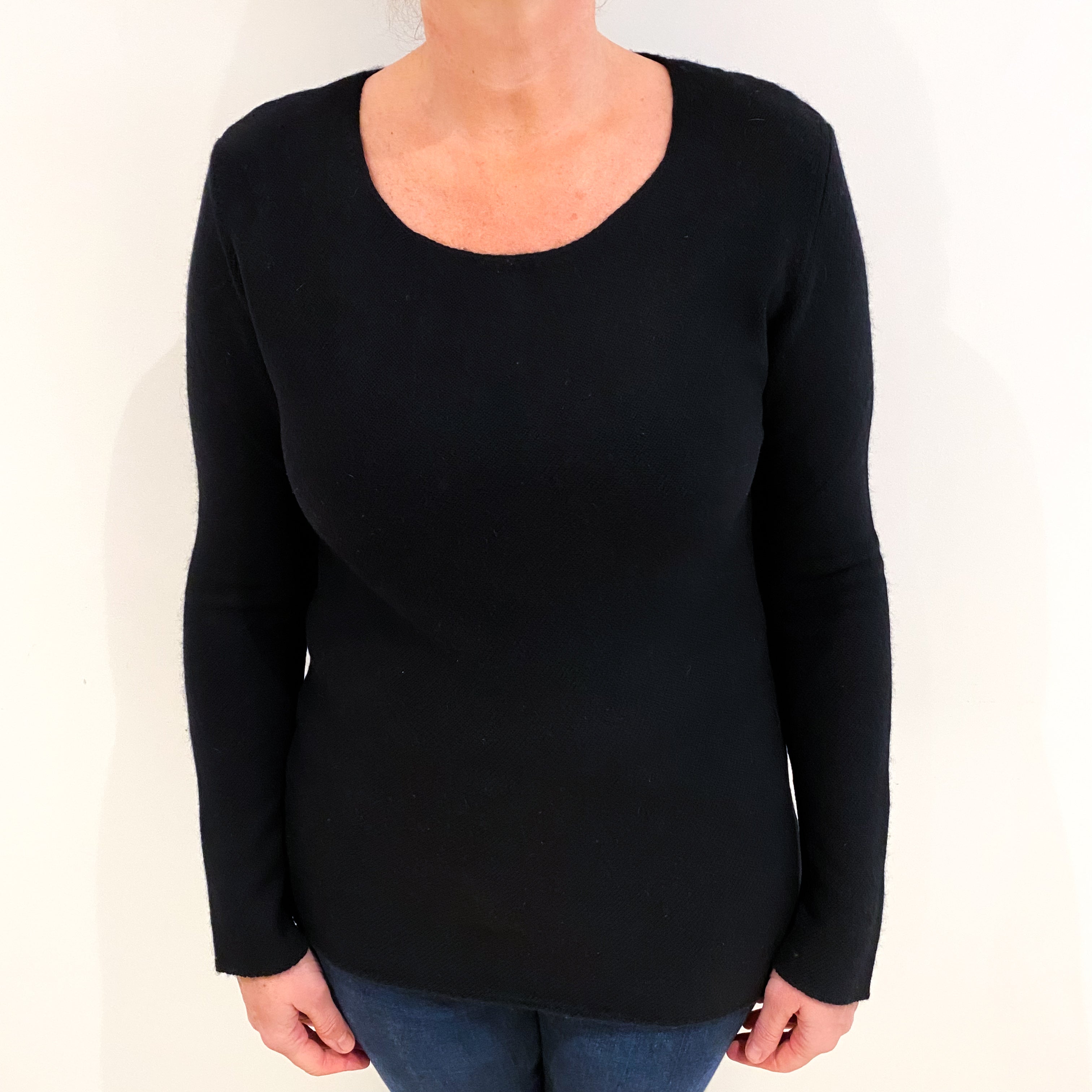 Black Cashmere Scoop Neck Jumper Large