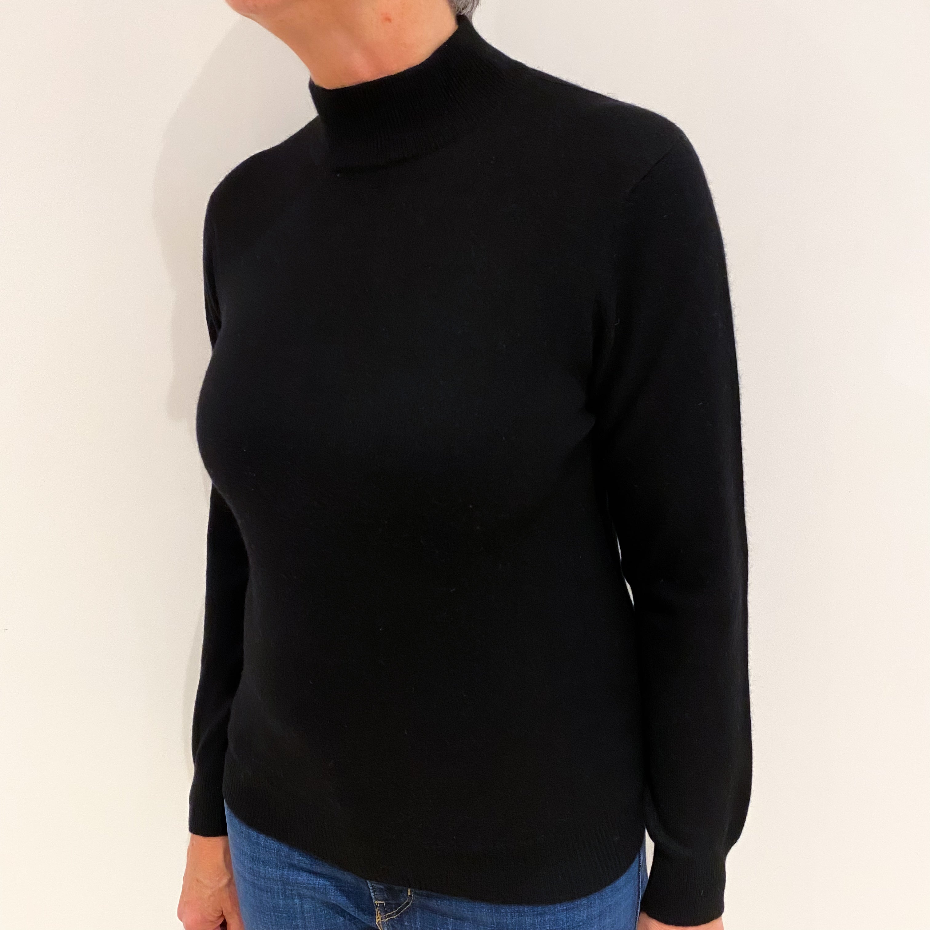 Black Cashmere Turtle Neck Jumper Medium