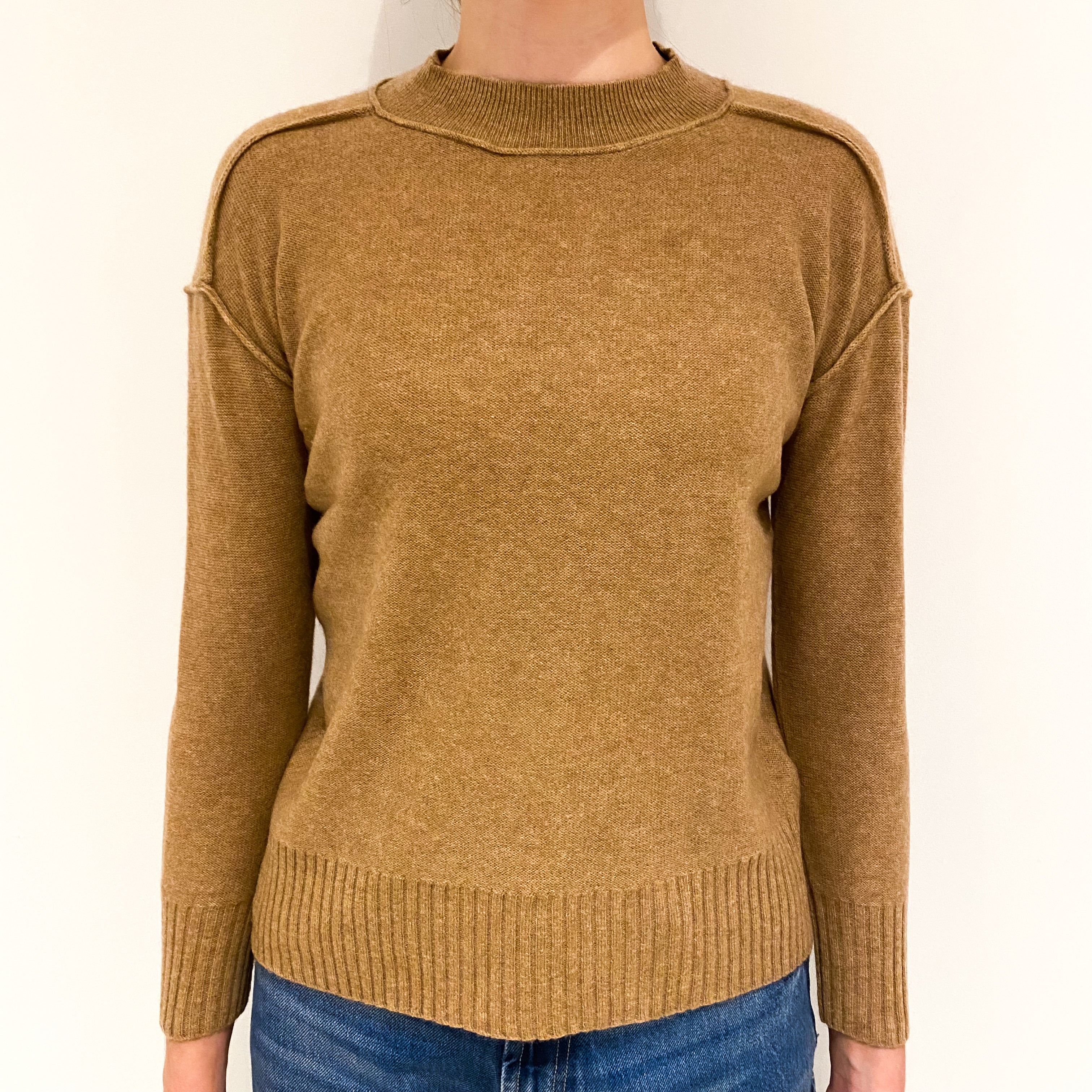 Butterscotch Brown Cashmere Crew Neck Jumper Extra Small