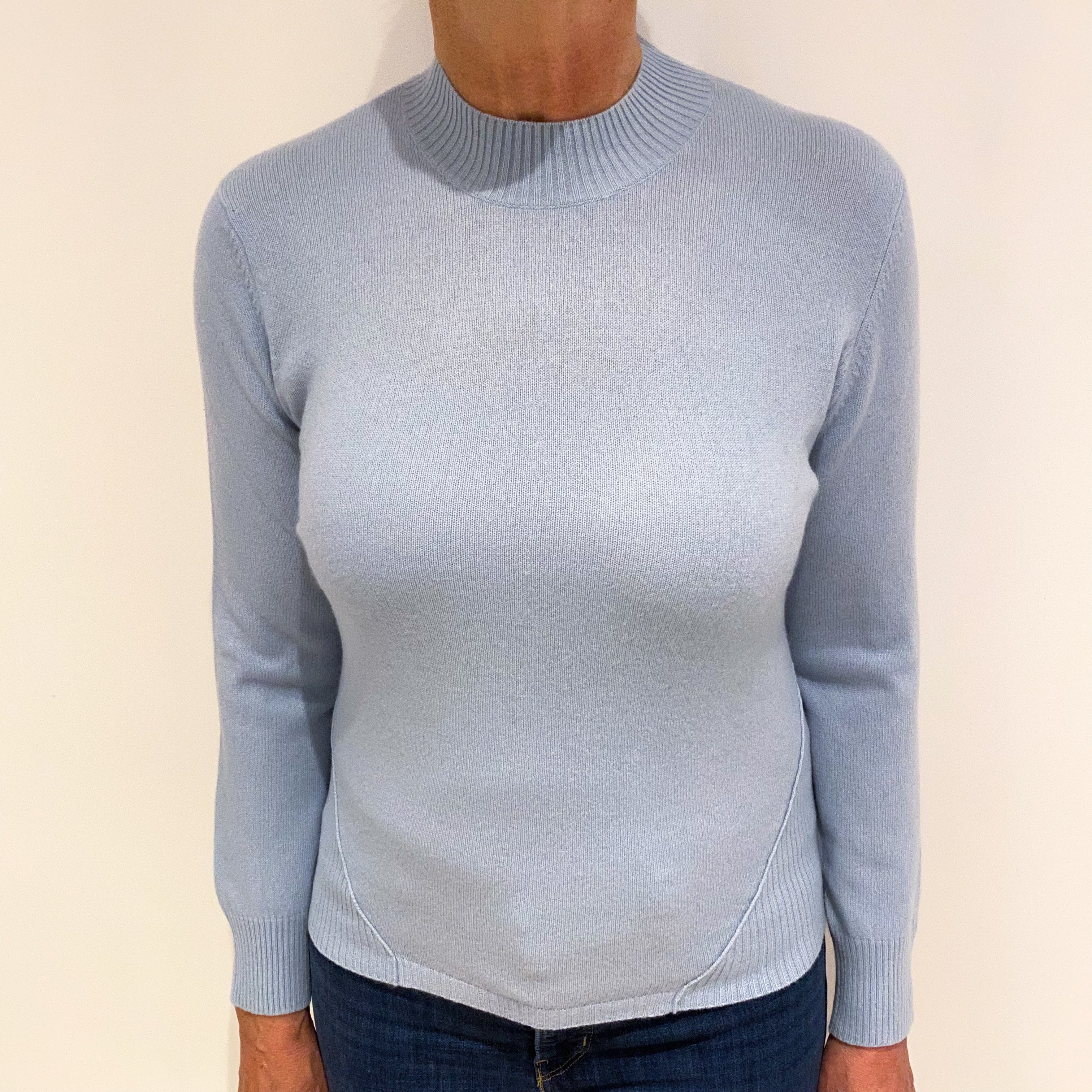 Powder Blue Cashmere Polo Neck Jumper Medium