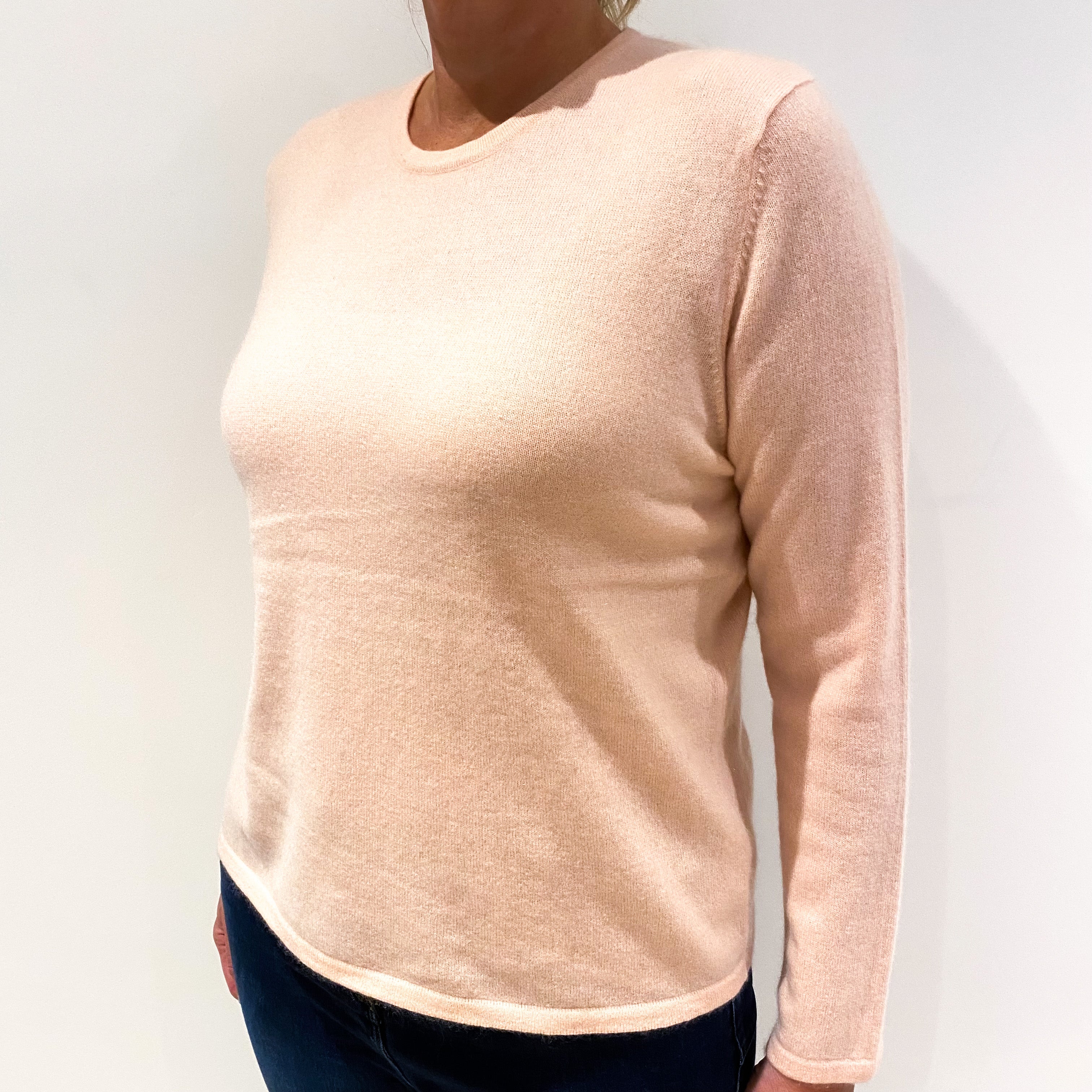 Shell Pink Cashmere Crew Neck Jumper Large